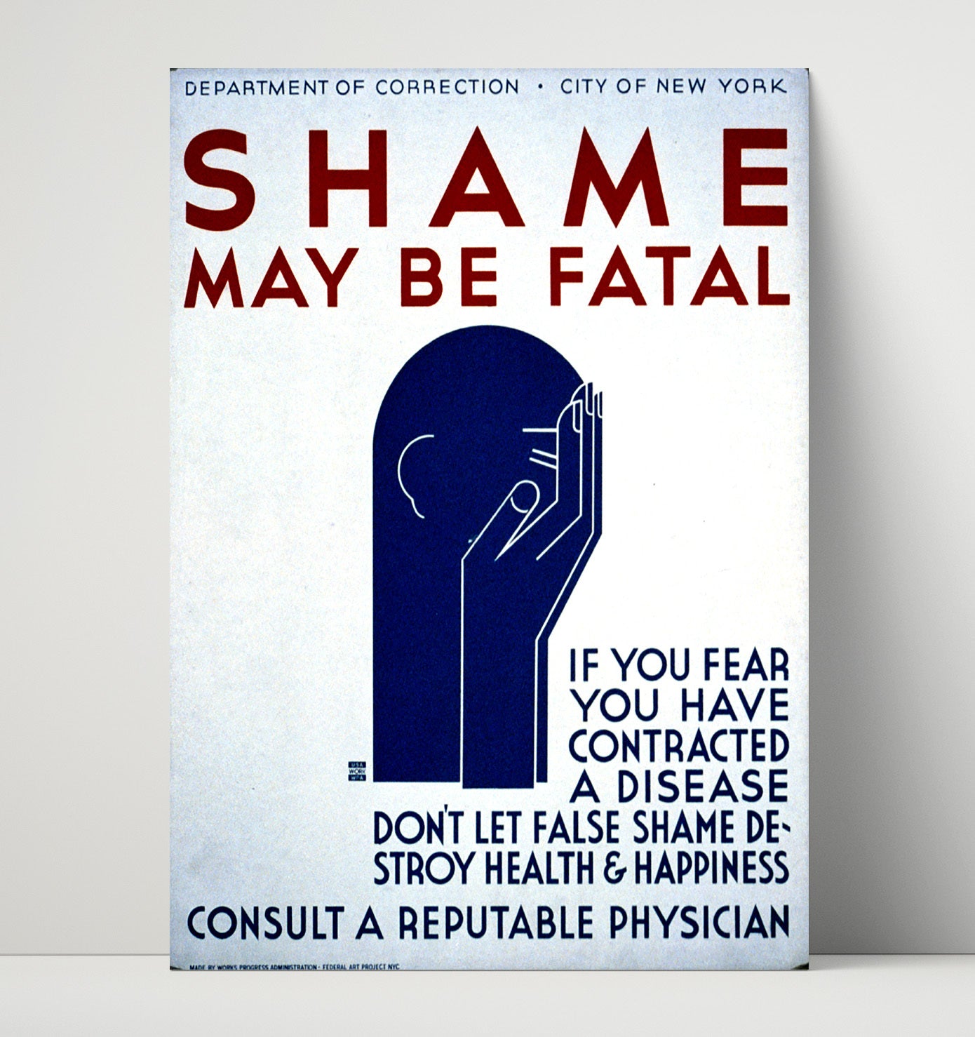 Shame Can Be Fatal Vintage WPA Wall Art - 16x20 Unframed Print
