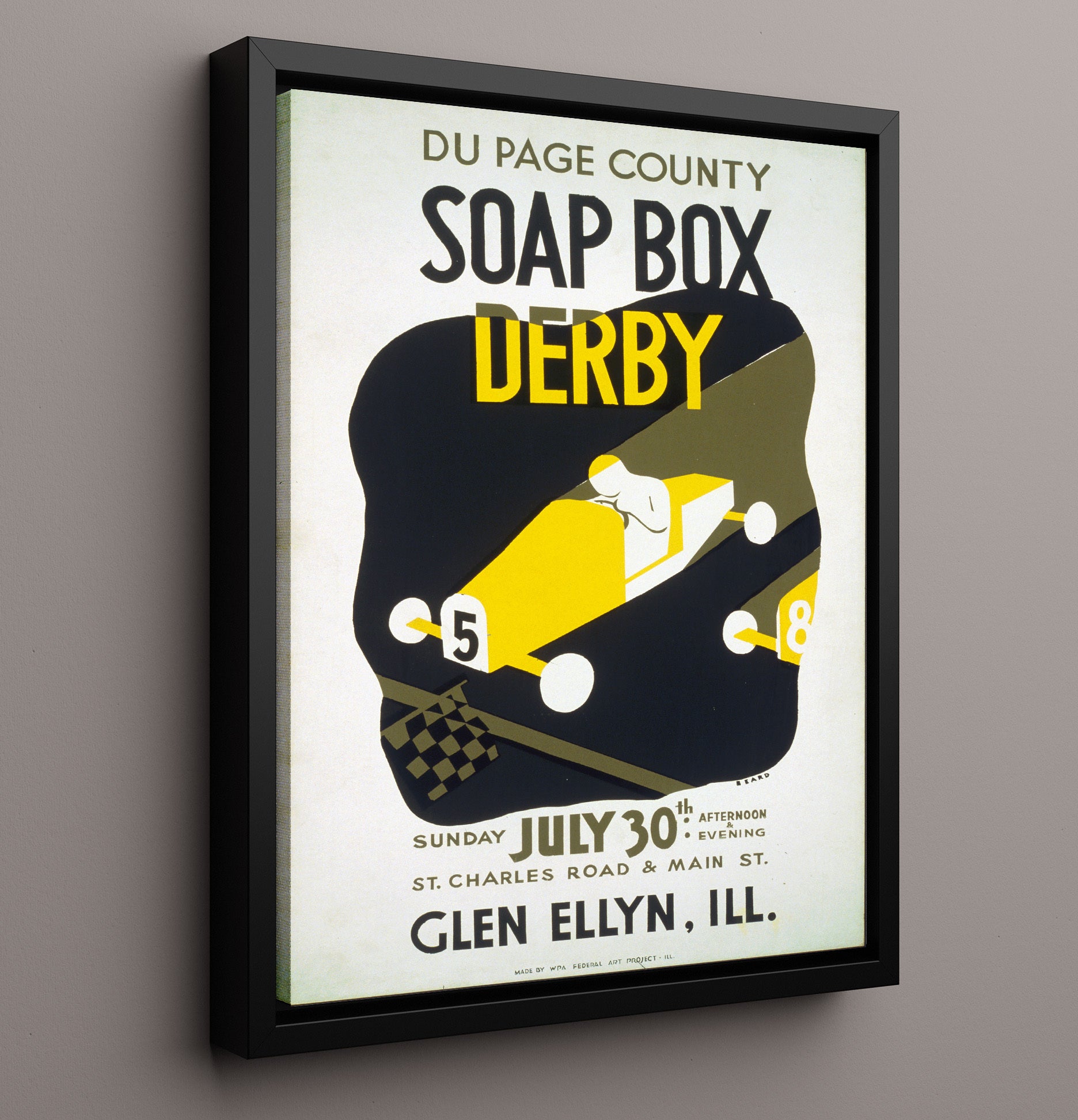 Soap Box Derby Vintage WPA Wall Art - 16x20 Framed Canvas