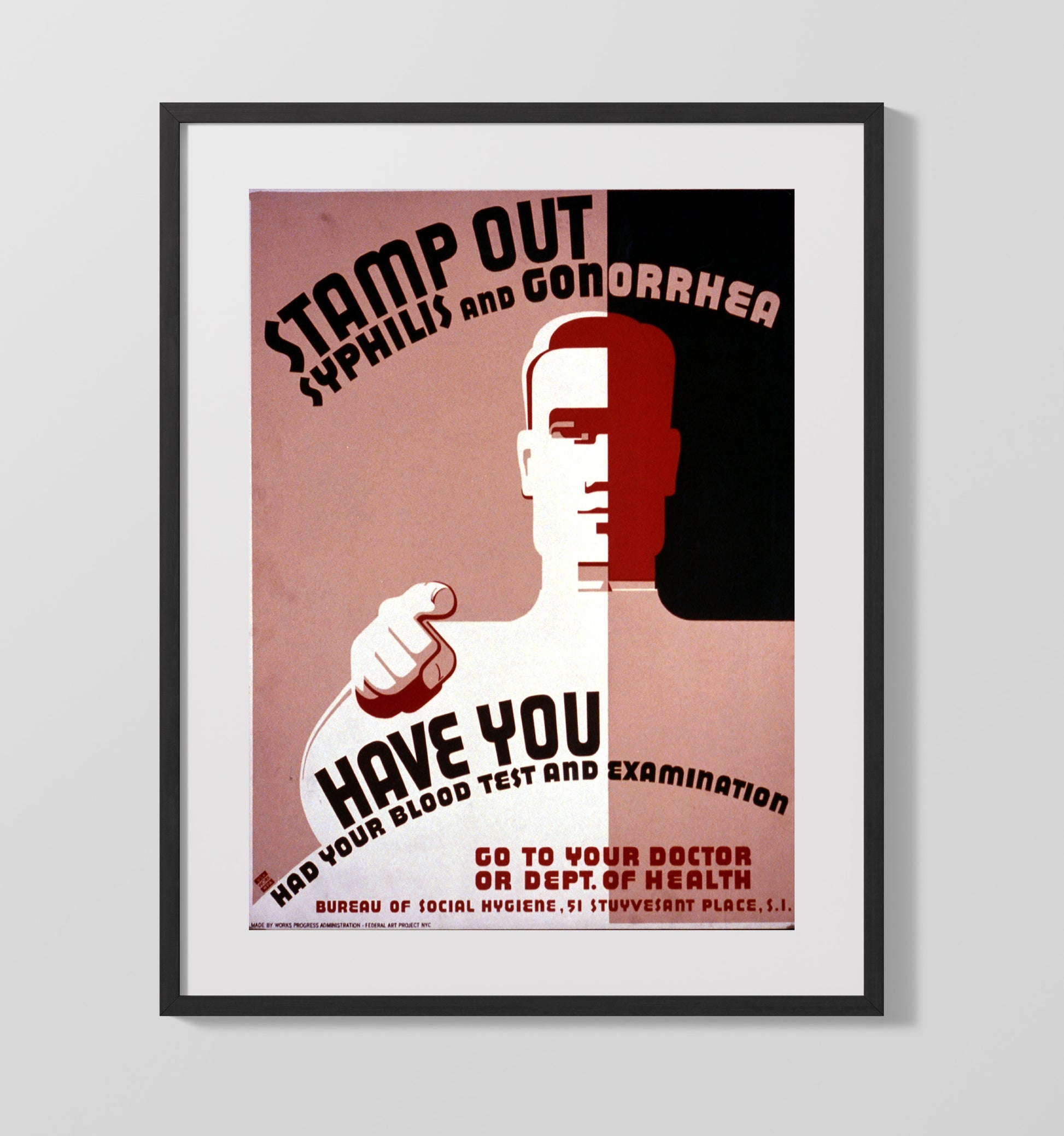 Stamp Out Syphilis Vintage WPA Wall Art - 16x20 Gallery Frame