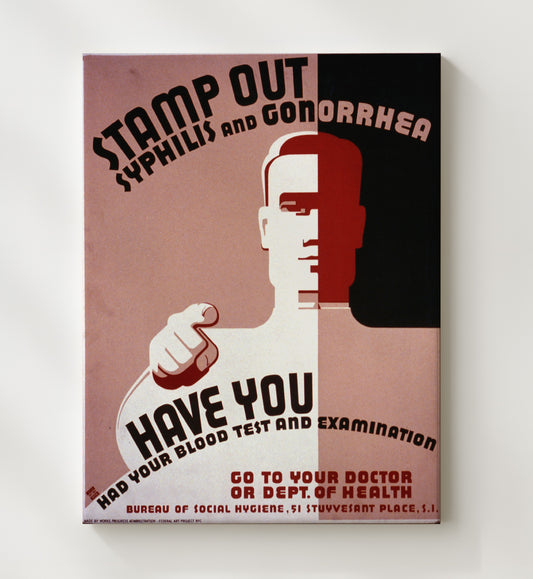 Stamp Out Syphilis WPA poster wall art 8x10 Canvas