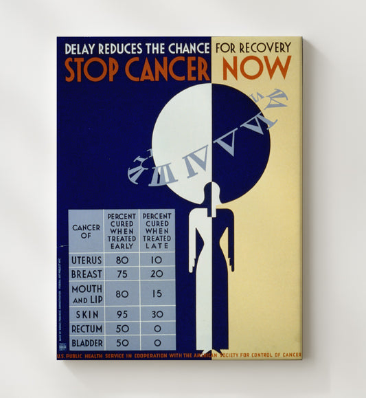 Stop Cancer Now WPA poster wall art 8x10 Canvas