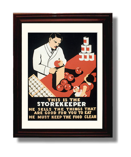 Storekeeper Vintage WPA Wall Art - 8x10 Beveled Frame
