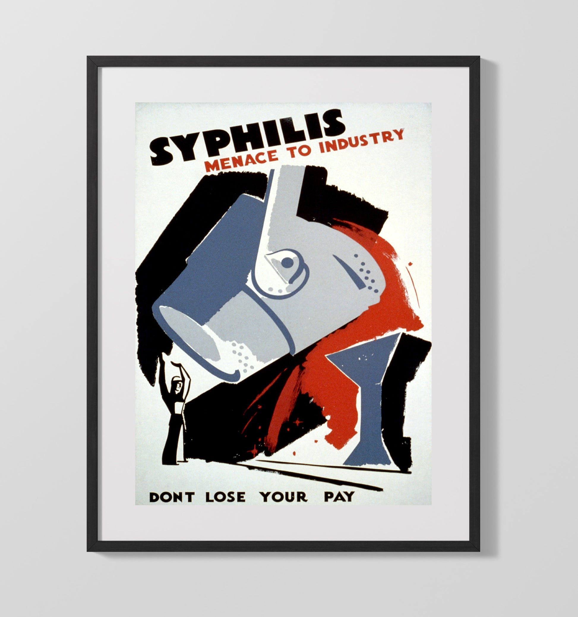Syphilis Menace to Industry Vintage WPA Wall Art - 16x20 Gallery Frame