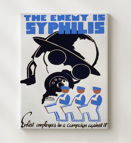 The Enemy is Syphilis WPA poster wall art 8x10 Canvas