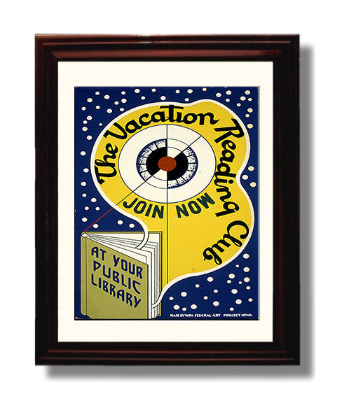 The Vacation Reading Club Vintage WPA Wall Art - 8x10 Beveled Frame