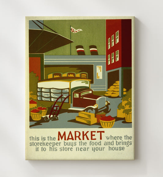 This is the Market WPA poster wall art 8x10 Canvas