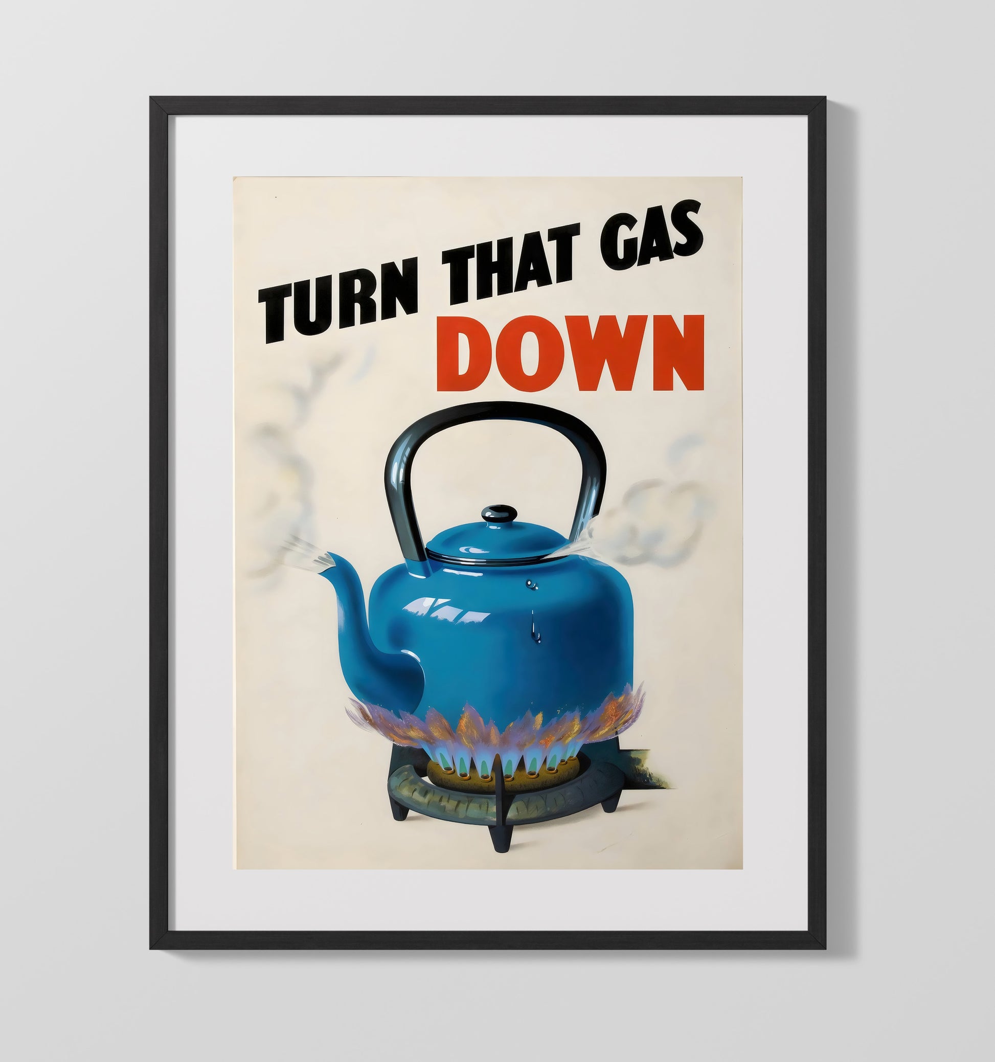 Turn Down Gas - Cool the Kettle Vintage WPA Wall Art - 16x20 Gallery Frame