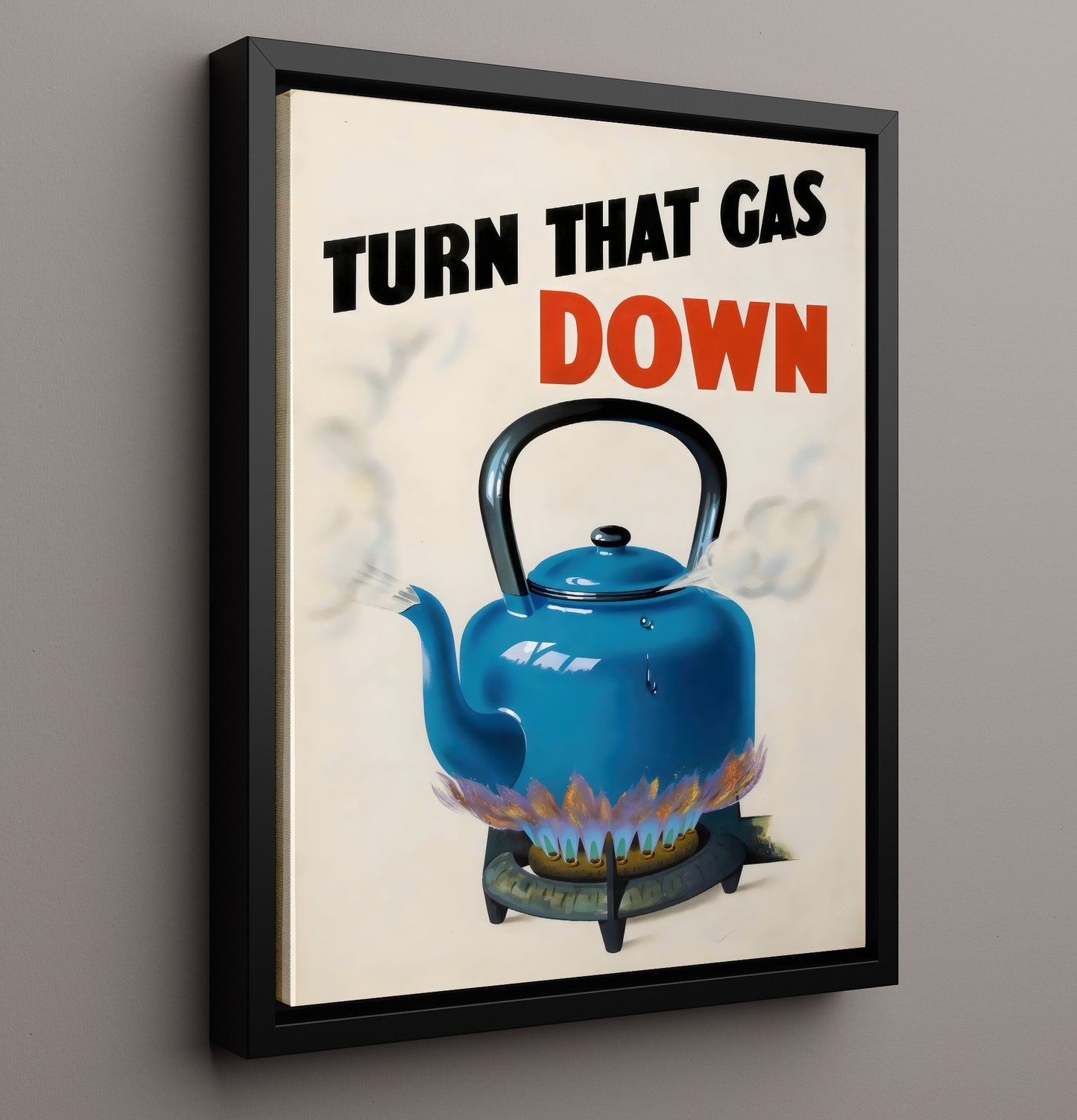 Turn Down Gas - Cool the Kettle Vintage WPA Wall Art - 16x20 Framed Canvas