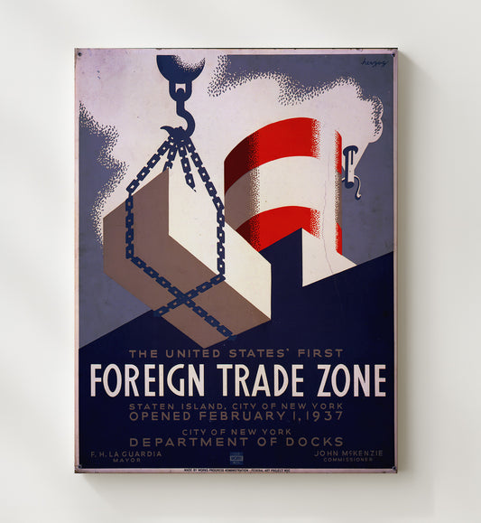 US Foreign Trade Zone WPA poster wall art 8x10 Canvas