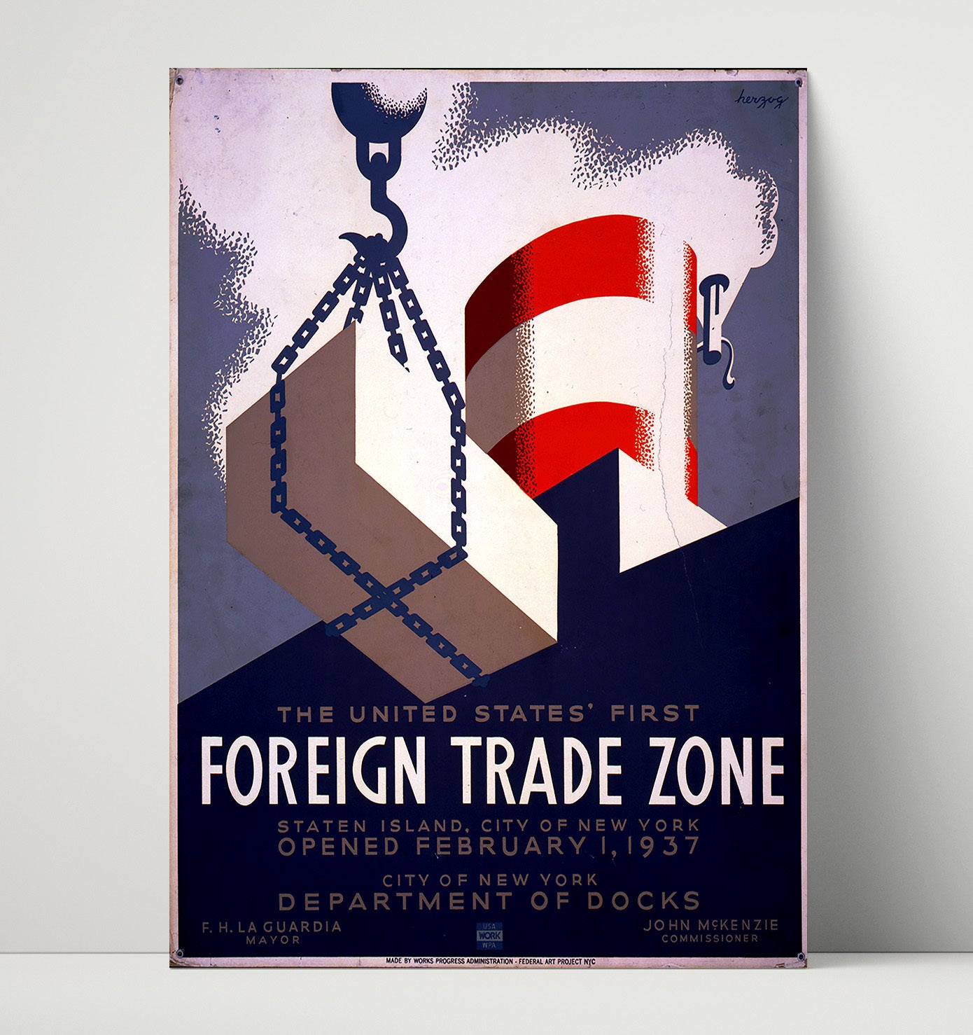 US Foreign Trade Zone Vintage WPA Wall Art - 16x20 Unframed Print