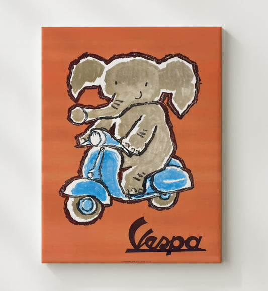Vespa Elephant - Trunk on Wheels WPA poster wall art 8x10 Canvas