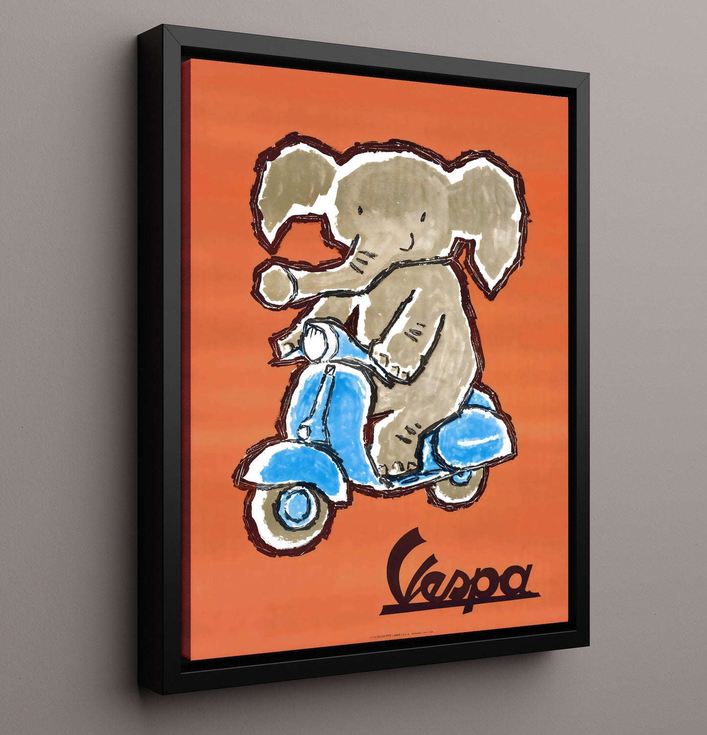Vespa Elephant - Trunk on Wheels Vintage WPA Wall Art - 16x20 Framed Canvas