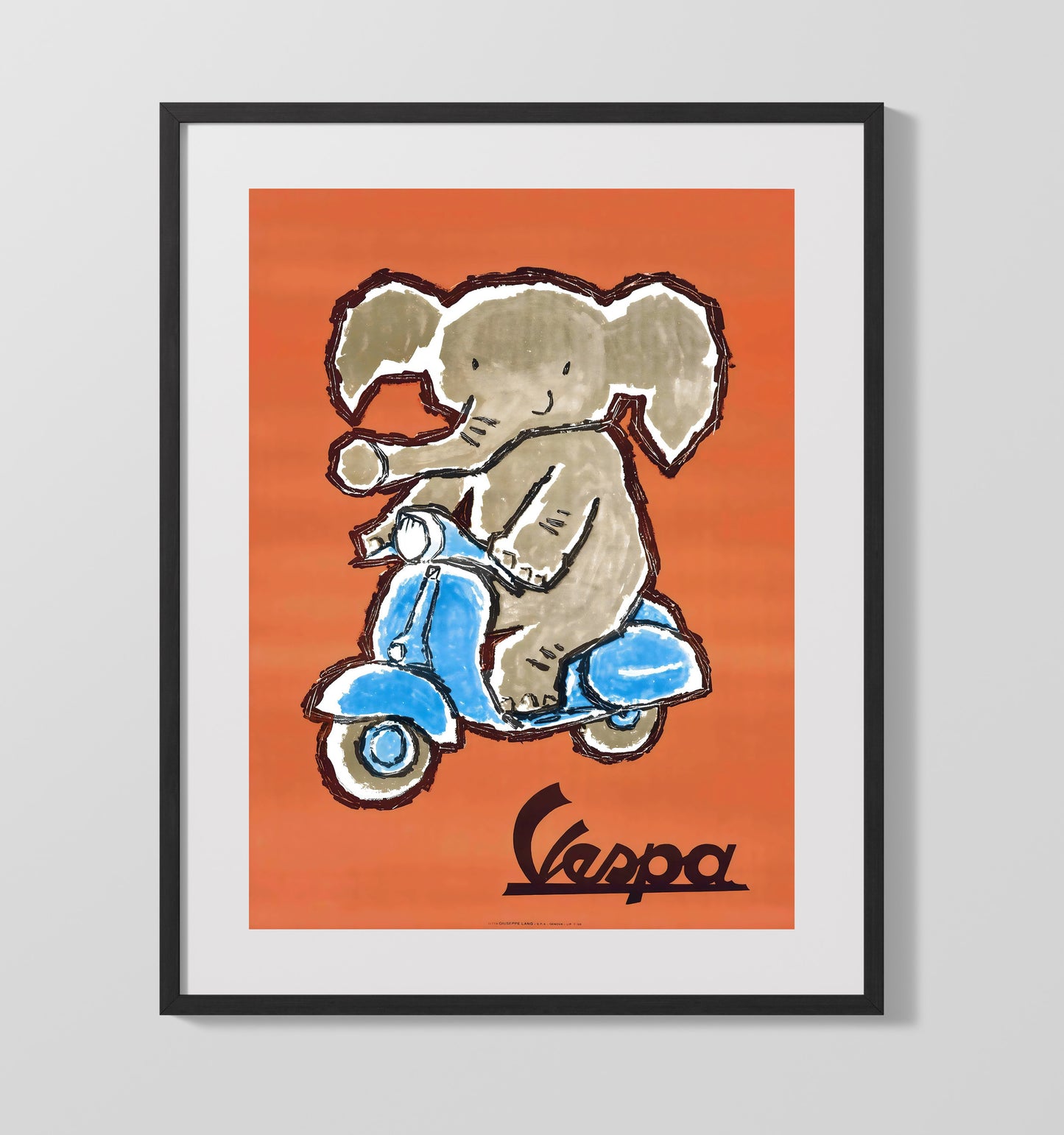 Vespa Elephant - Trunk on Wheels Vintage WPA Wall Art - 16x20 Gallery Frame