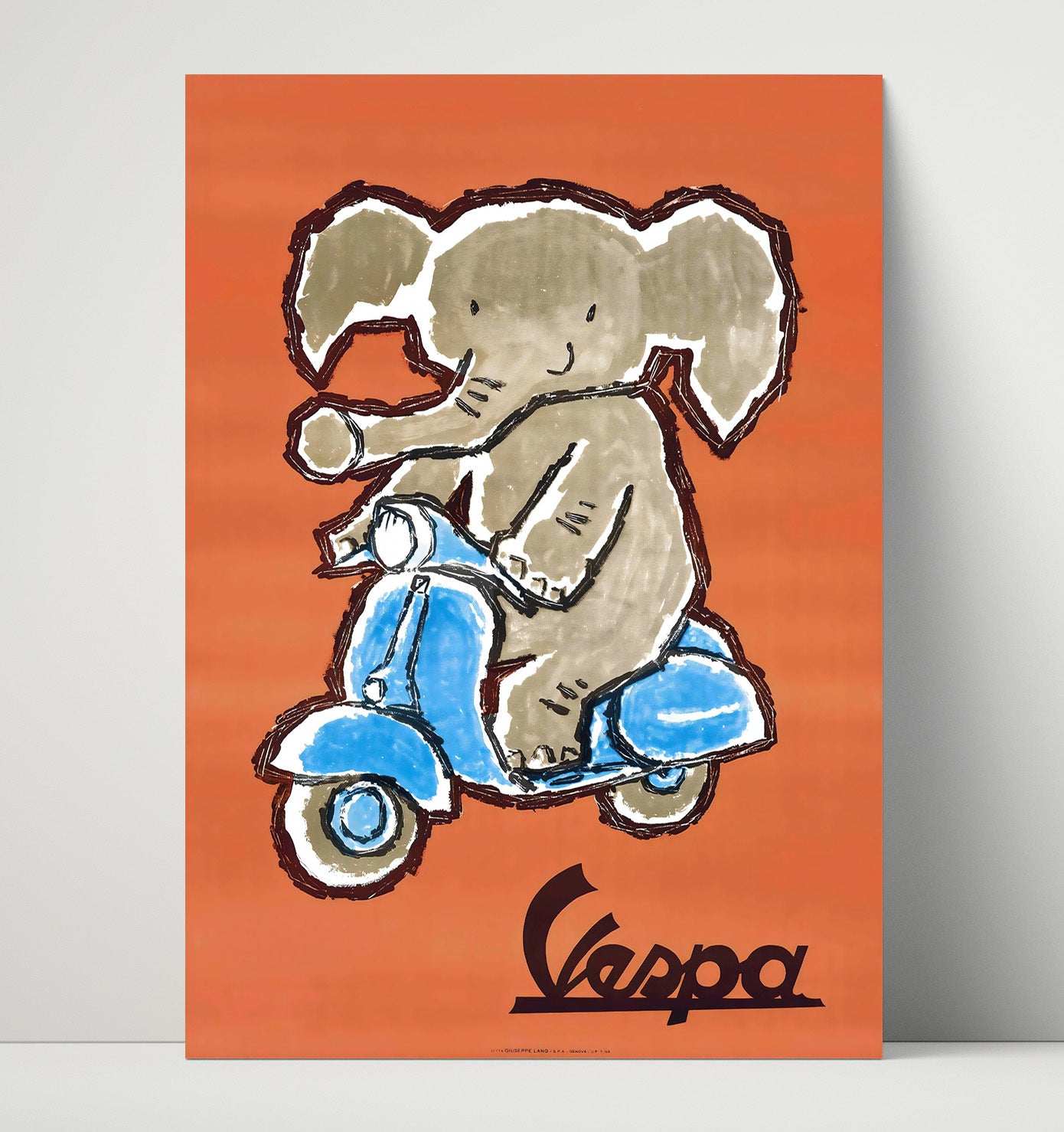 Vespa Elephant - Trunk on Wheels Vintage WPA Wall Art - 16x20 Unframed Print