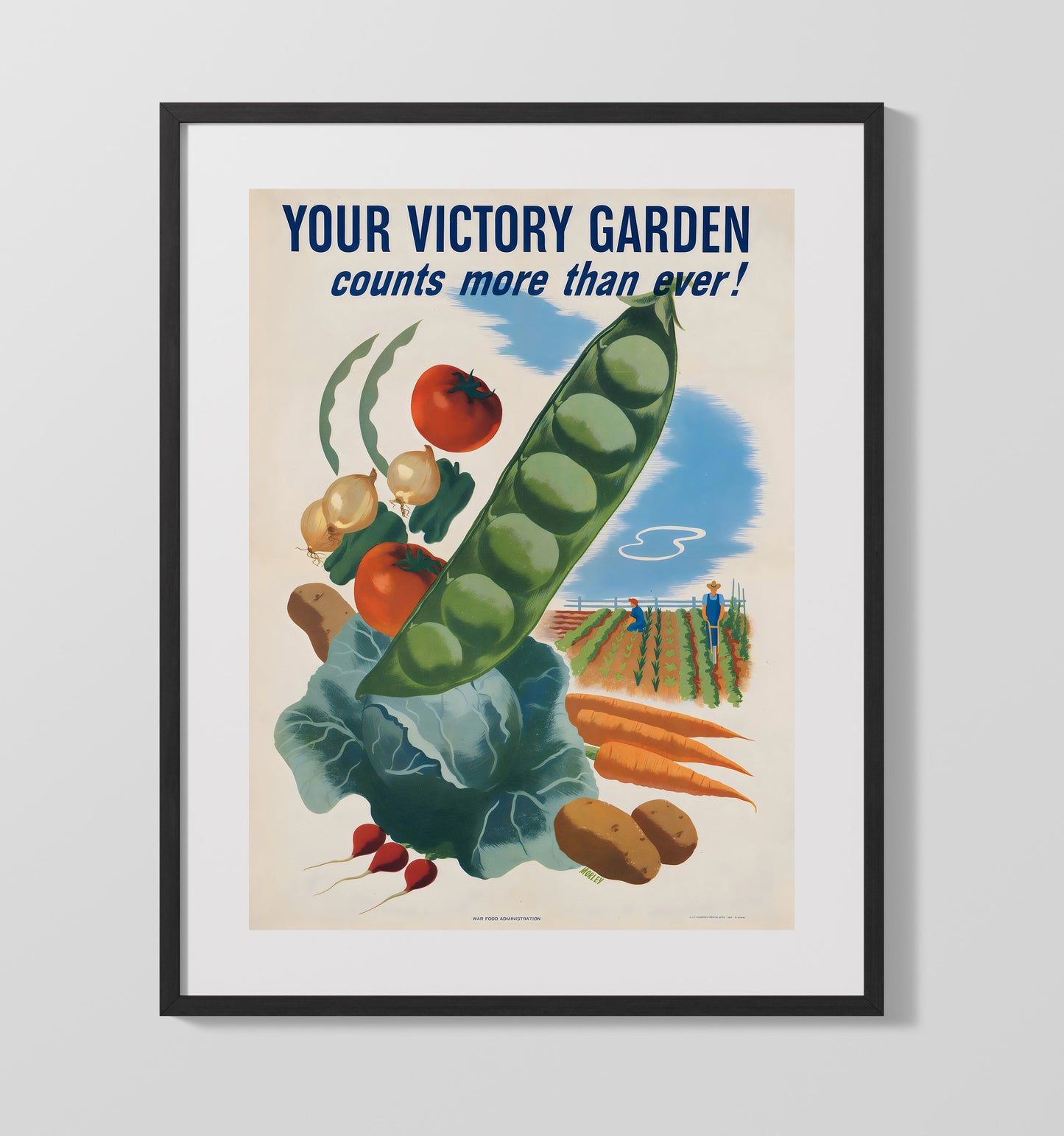 Victory Garden - Veggie Victory Vintage WPA Wall Art - 16x20 Gallery Frame