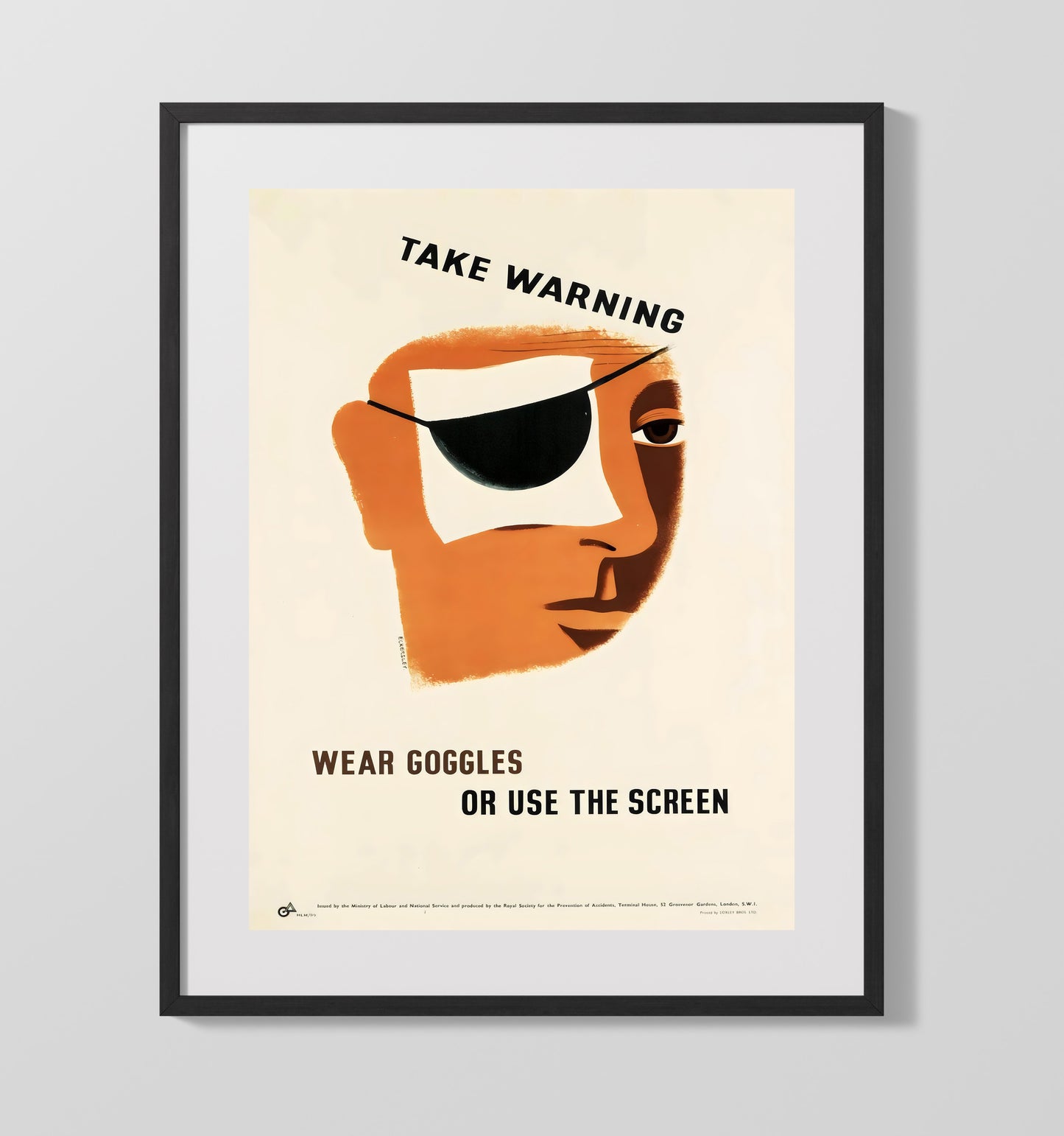 Wear Goggles - Eye Spy Safety Vintage WPA Wall Art - 16x20 Gallery Frame