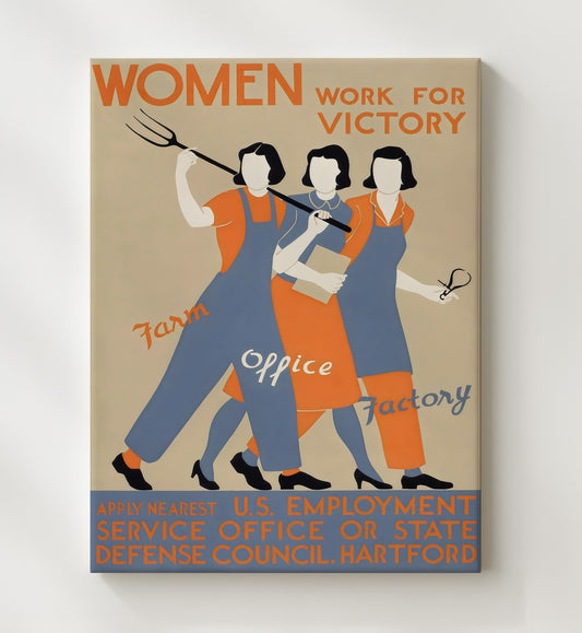 Women Work for Victory - Farm Factory Office WPA poster wall art 8x10 Canvas