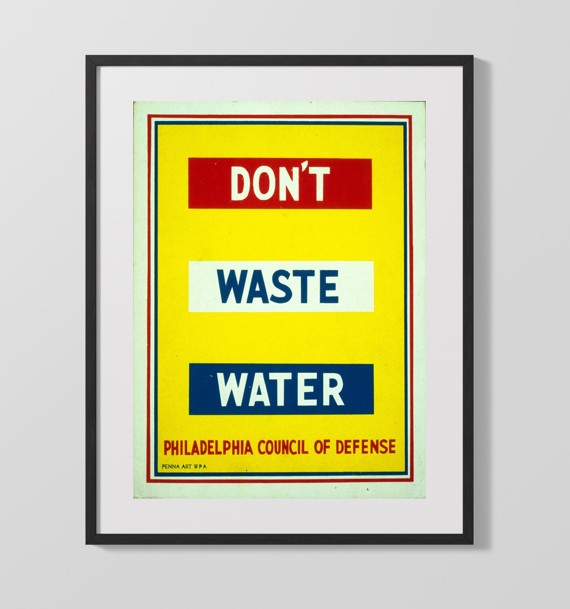 Don't Waste Water - Every Drop Counts Vintage WPA Wall Art - 16x20 Gallery Frame