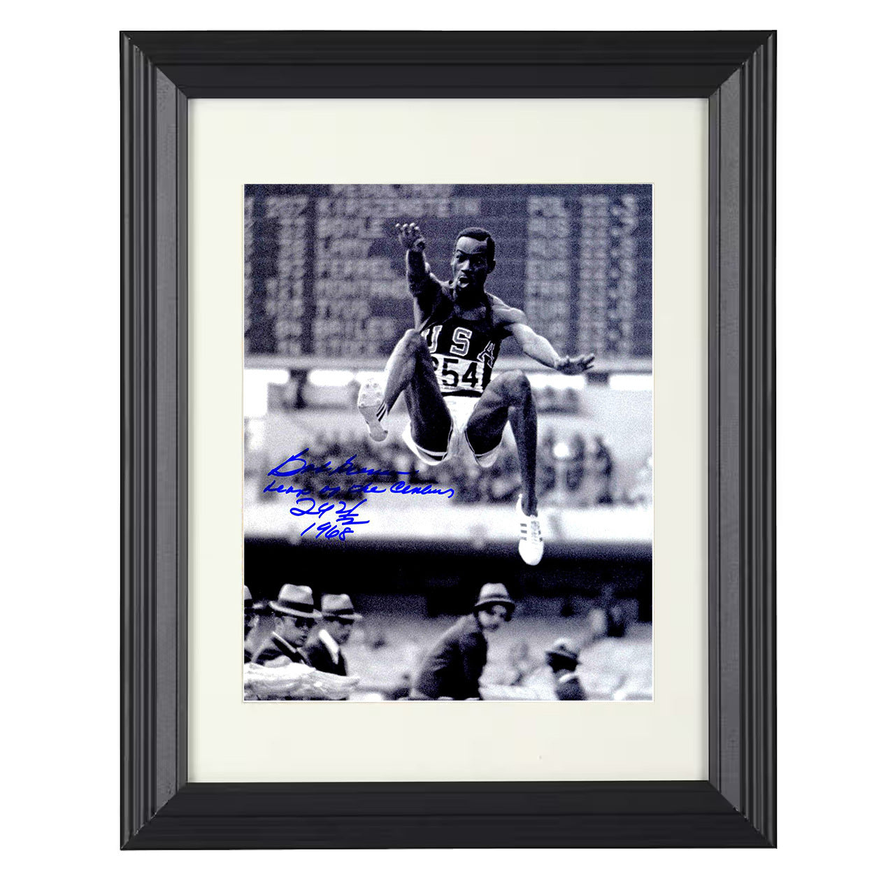 Bob Beamon – Long Jump World Record 1968 8x10 matted black framed Olympic wall art