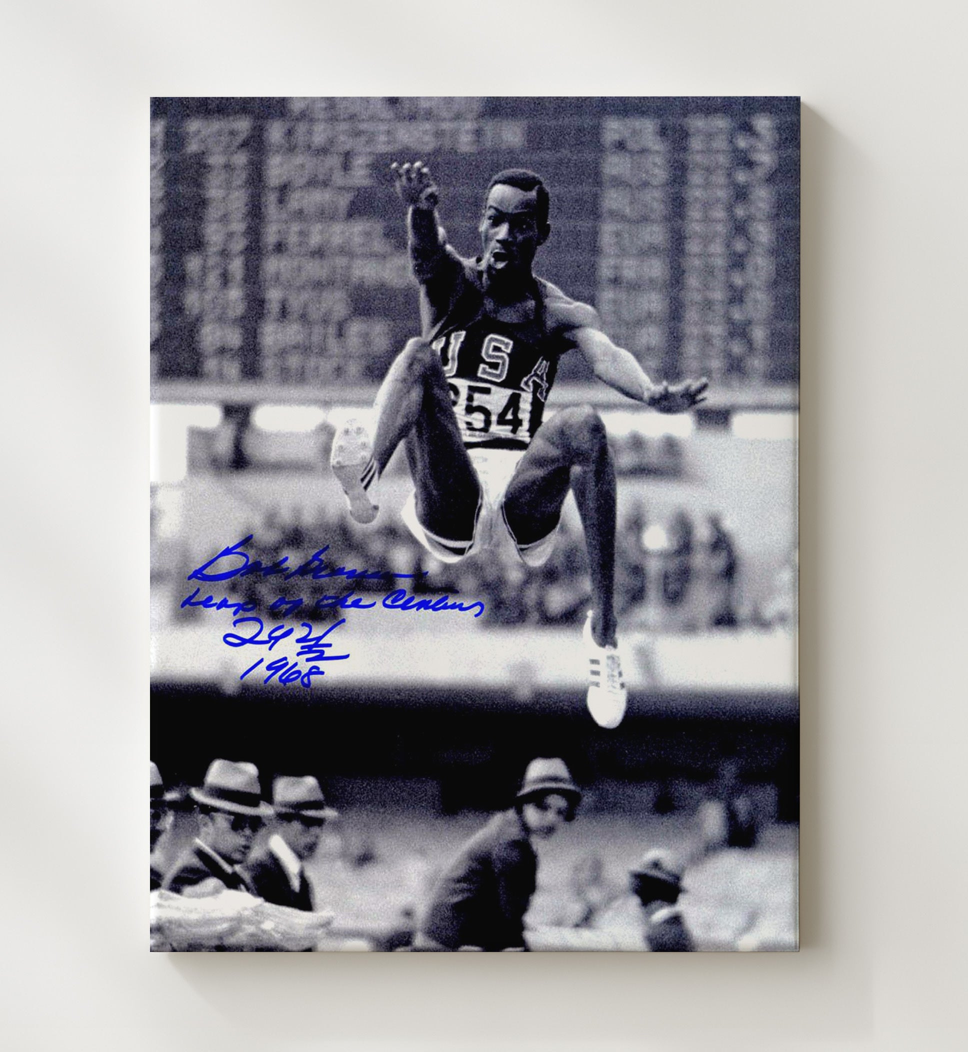 Bob Beamon - Long Jump World Record 1968 Olympic Wall Art 20x24 Canvas wall art print – Olympic Wall Art decor