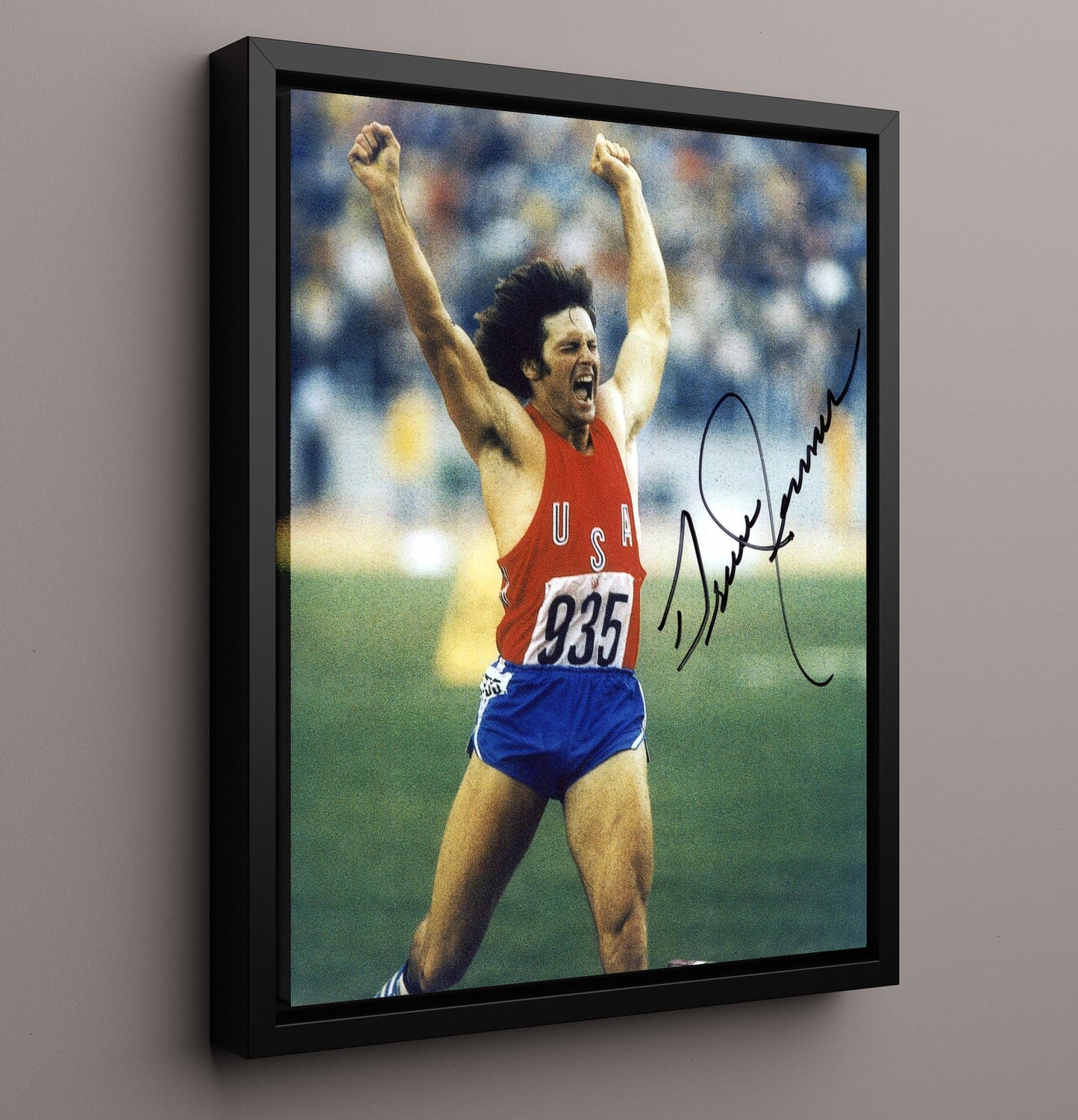 Bruce Jenner - Decathlon Gold Celebration 1976 Olympic Wall Art 16x20 Framed Canvas wall art print – Olympic Wall Art decor