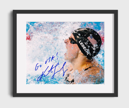 Katie Ledecky - USA Swimming Splash Finish Spotlight Olympic Wall Art 16x20 Gallery Frame wall art print – Olympic Wall Art decor