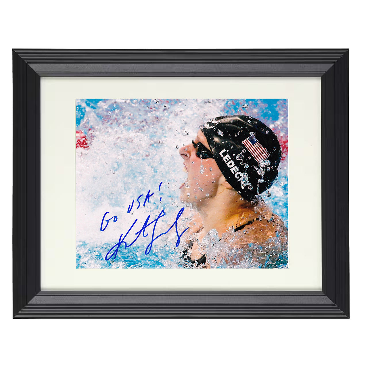 Katie Ledecky – USA Swimming Splash Finish Spotlight 8x10 matted black framed Olympic wall art