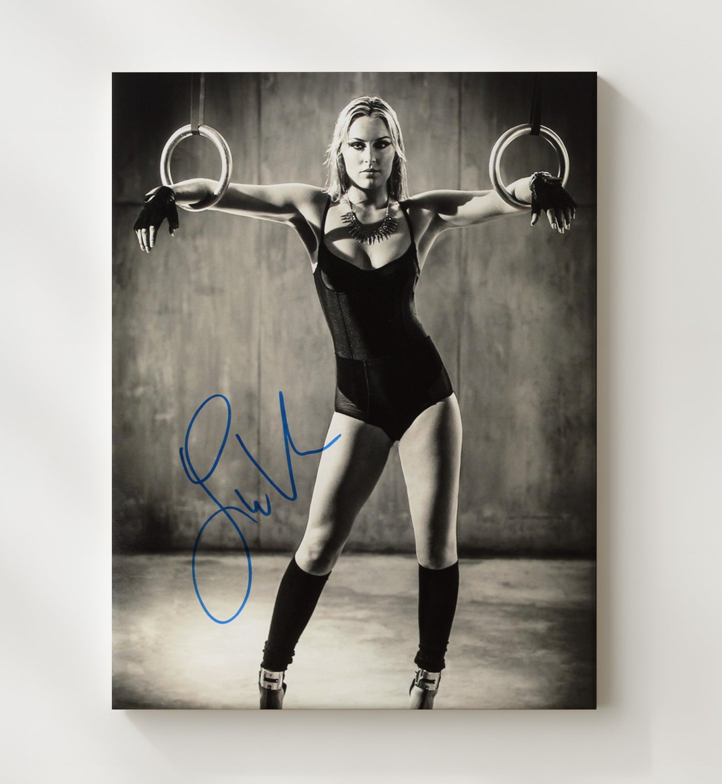 Lindsey Vonn - Olympic Rings Gym Pose Olympic Wall Art 20x24 Canvas wall art print – Olympic Wall Art decor