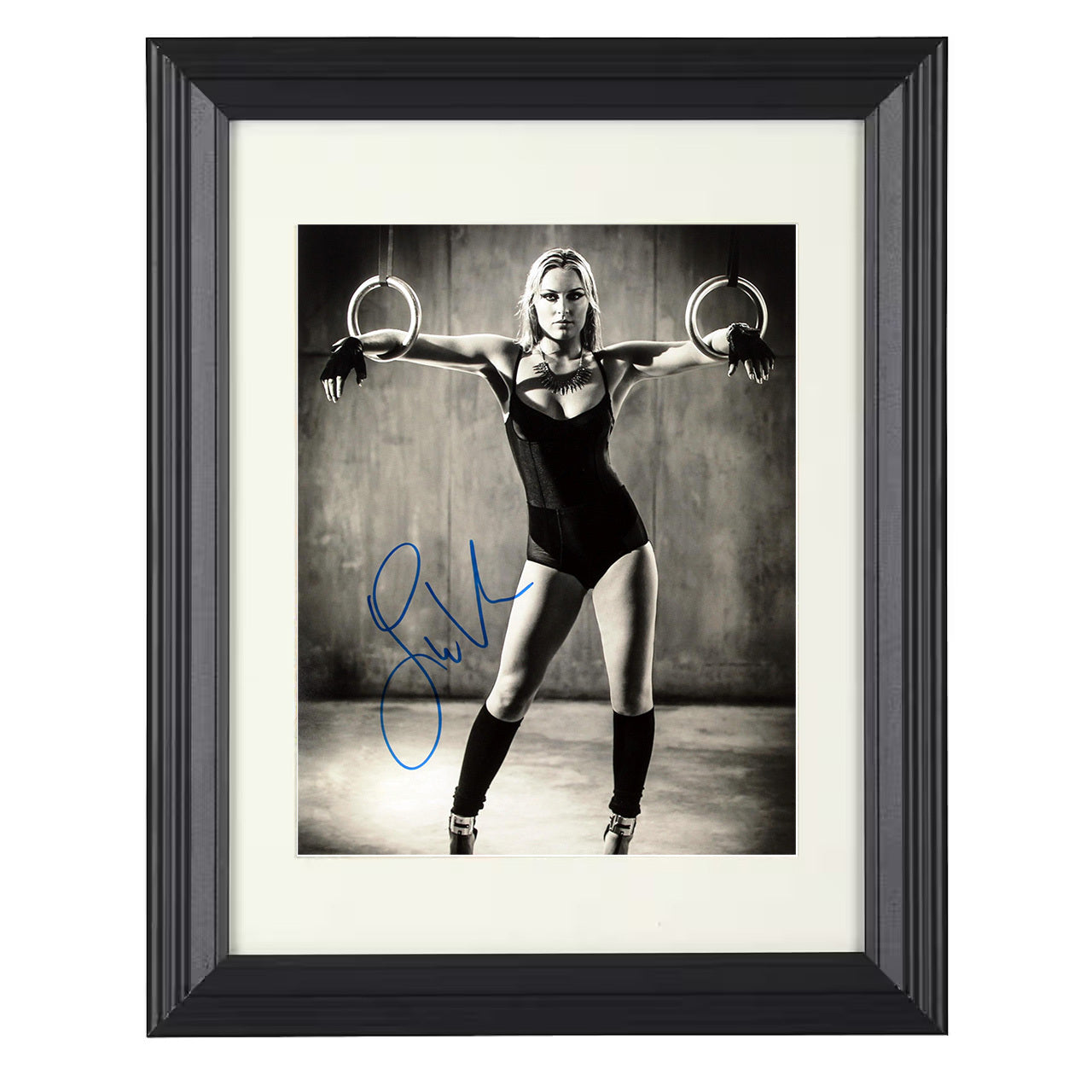 Lindsey Vonn – Olympic Rings Gym Pose 8x10 matted black framed Olympic wall art