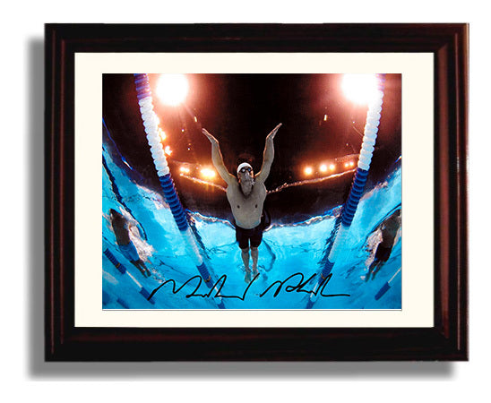 Michael Phelps - Butterfly Dive Start Spotlight Olympic Wall Art 8x10 Beveled Frame wall art print – Olympic Wall Art decor