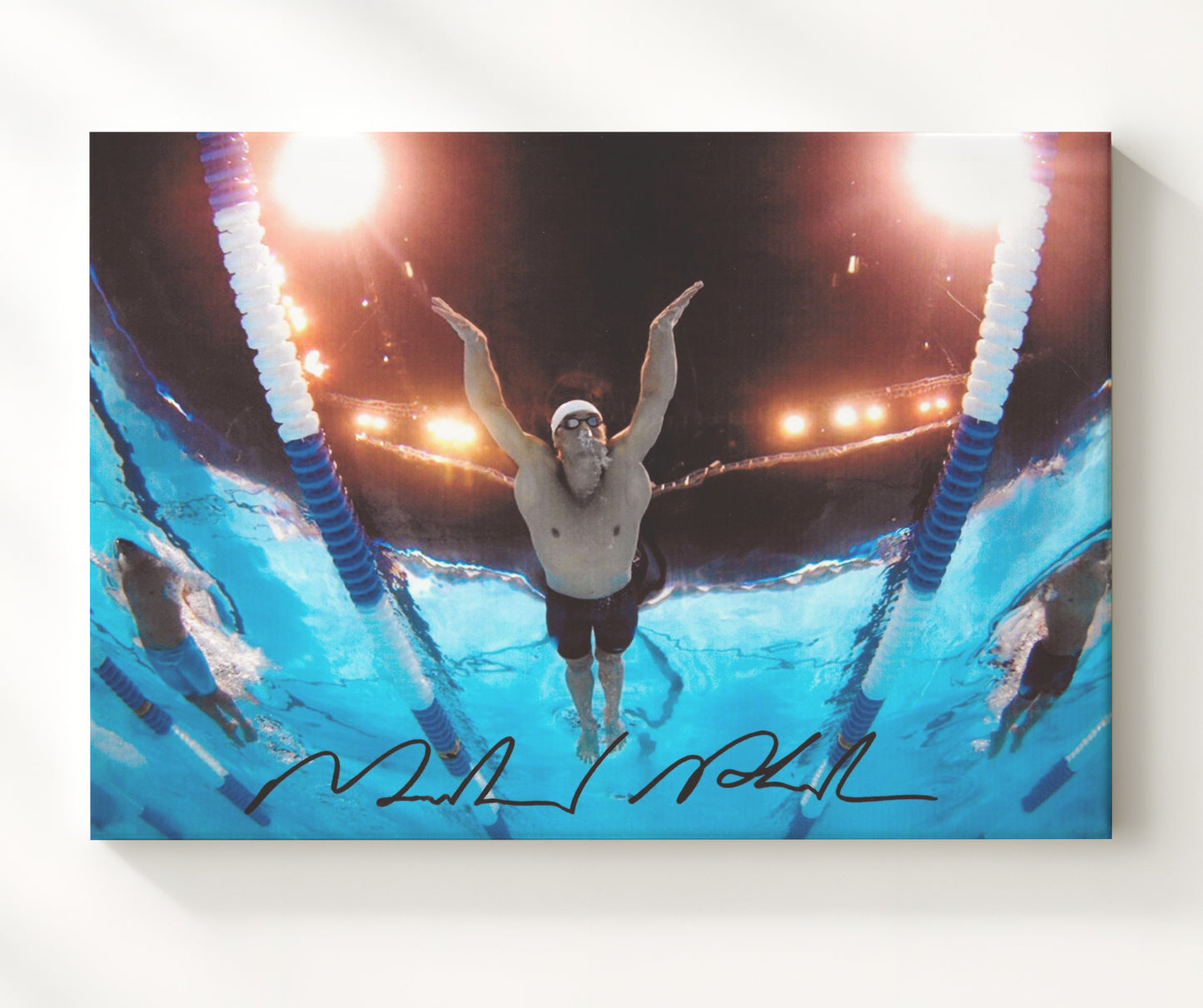 Michael Phelps - Butterfly Dive Start Spotlight Olympic Wall Art 20x24 Canvas wall art print – Olympic Wall Art decor