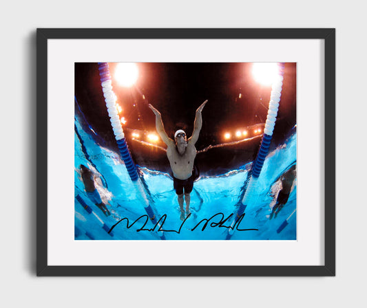 Michael Phelps - Butterfly Dive Start Spotlight Olympic Wall Art 16x20 Gallery Frame wall art print – Olympic Wall Art decor