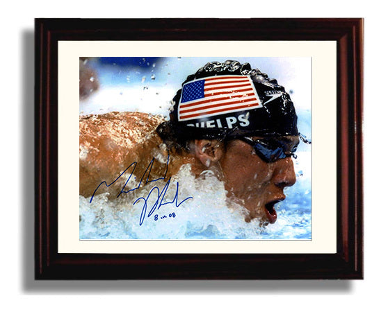 Michael Phelps - Eight Gold Medal Triumph 2008 Olympic Wall Art 8x10 Beveled Frame wall art print – Olympic Wall Art decor