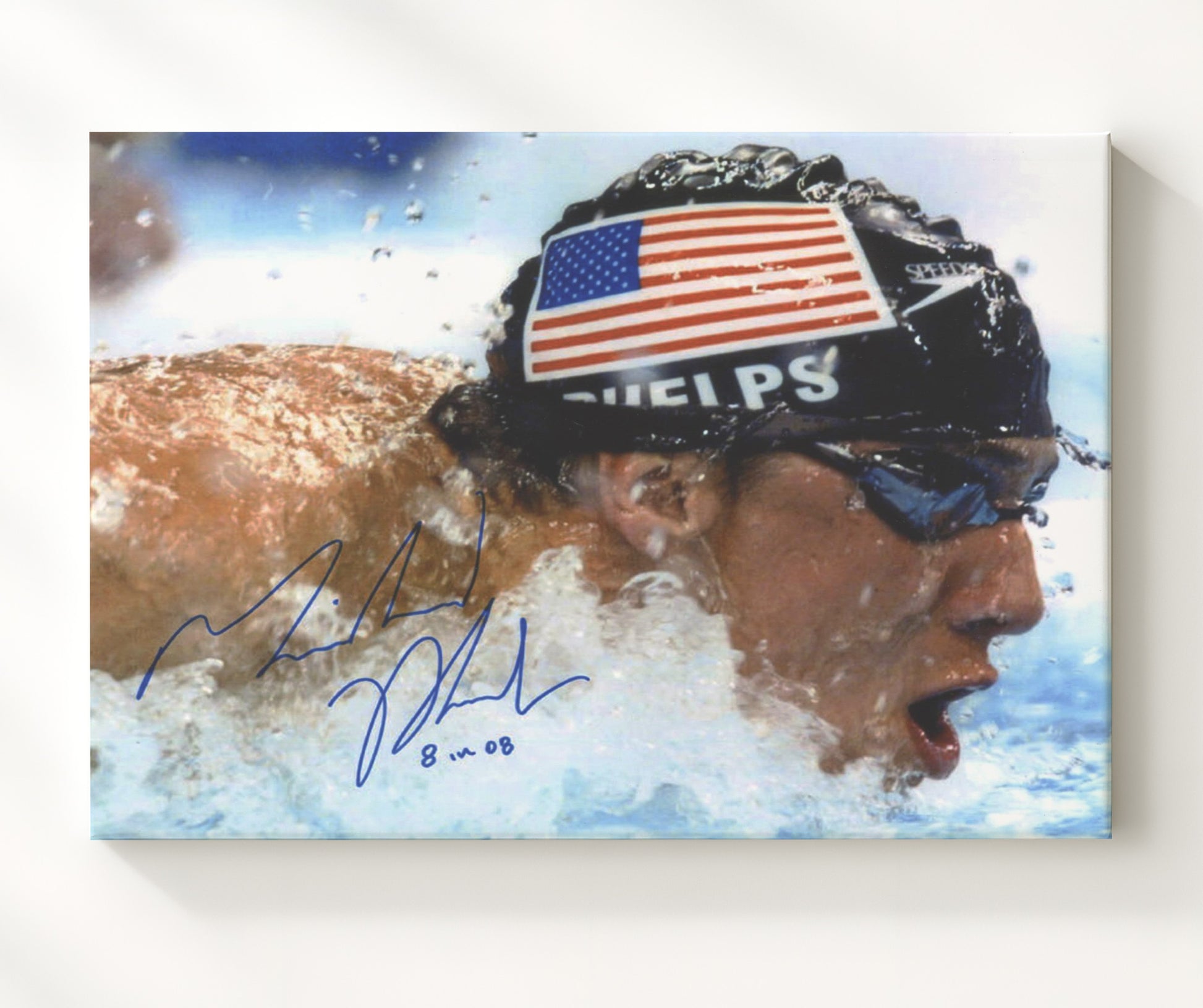 Michael Phelps - Eight Gold Medal Triumph 2008 Olympic Wall Art 20x24 Canvas wall art print – Olympic Wall Art decor