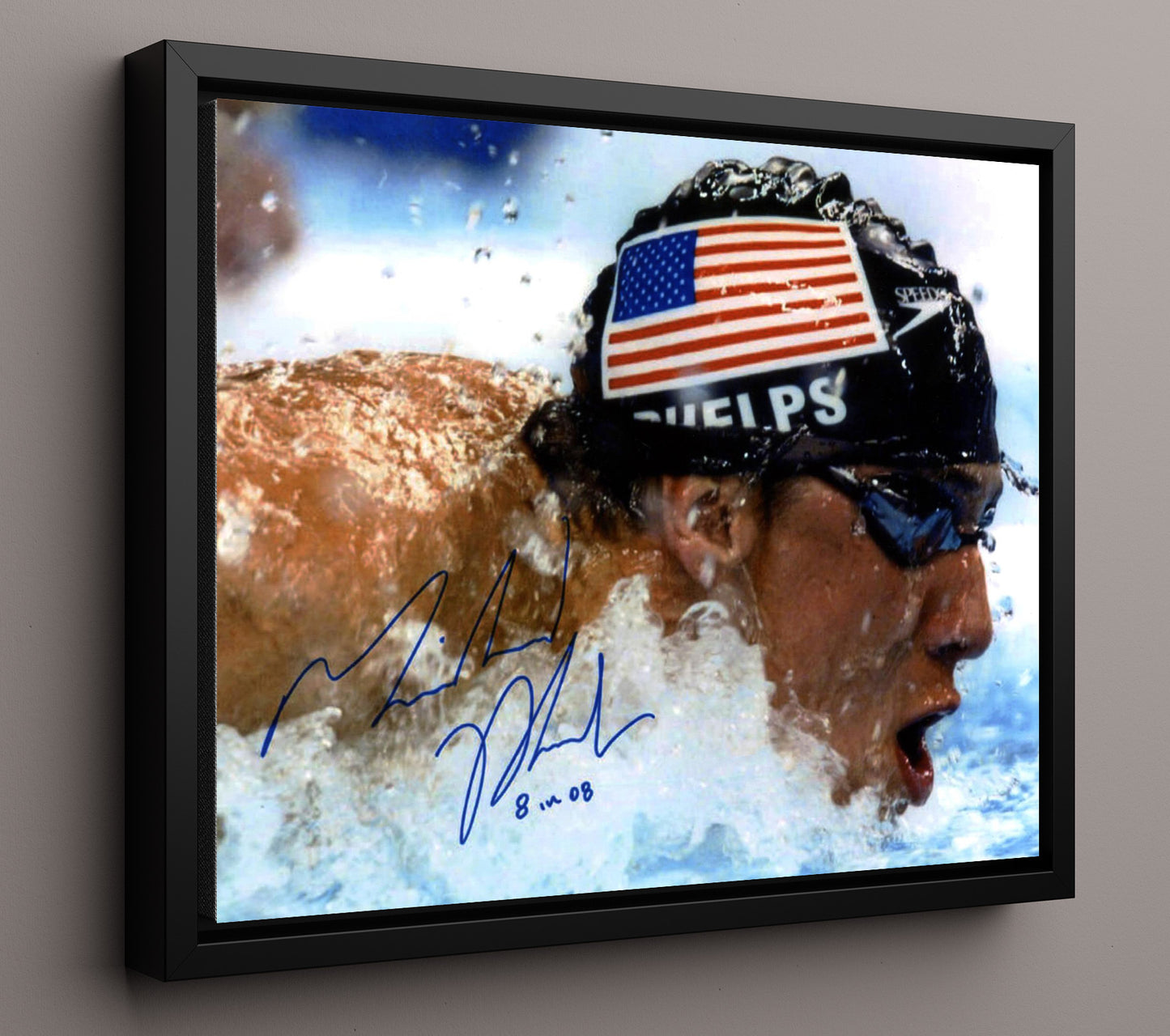 Michael Phelps - Eight Gold Medal Triumph 2008 Olympic Wall Art 16x20 Framed Canvas wall art print – Olympic Wall Art decor