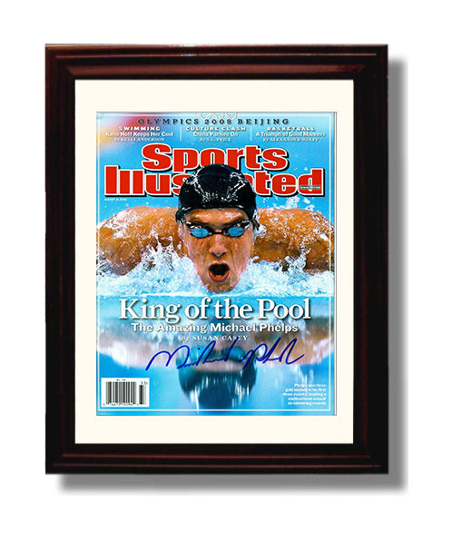 Michael Phelps - King of the Pool SI Cover 2008 Olympic Wall Art 8x10 Beveled Frame wall art print – Olympic Wall Art decor