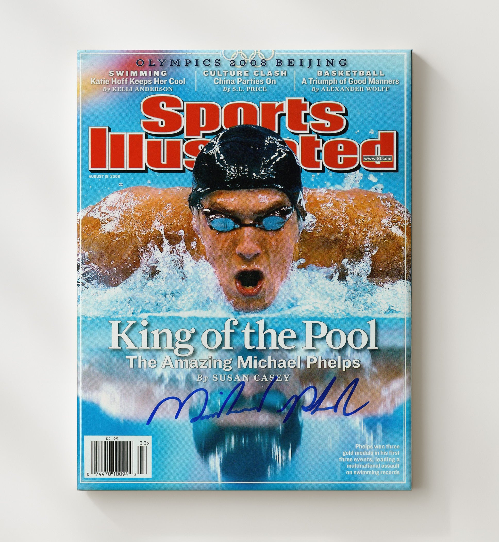 Michael Phelps - King of the Pool SI Cover 2008 Olympic Wall Art 20x24 Canvas wall art print – Olympic Wall Art decor
