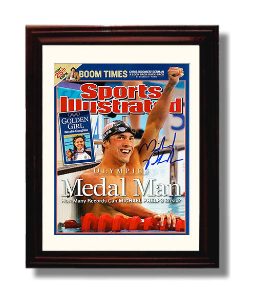 Michael Phelps - Medal Man SI Cover 2008 Olympic Wall Art 8x10 Beveled Frame wall art print – Olympic Wall Art decor