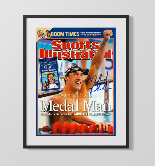 Michael Phelps - Medal Man SI Cover 2008 Olympic Wall Art 16x20 Gallery Frame wall art print – Olympic Wall Art decor