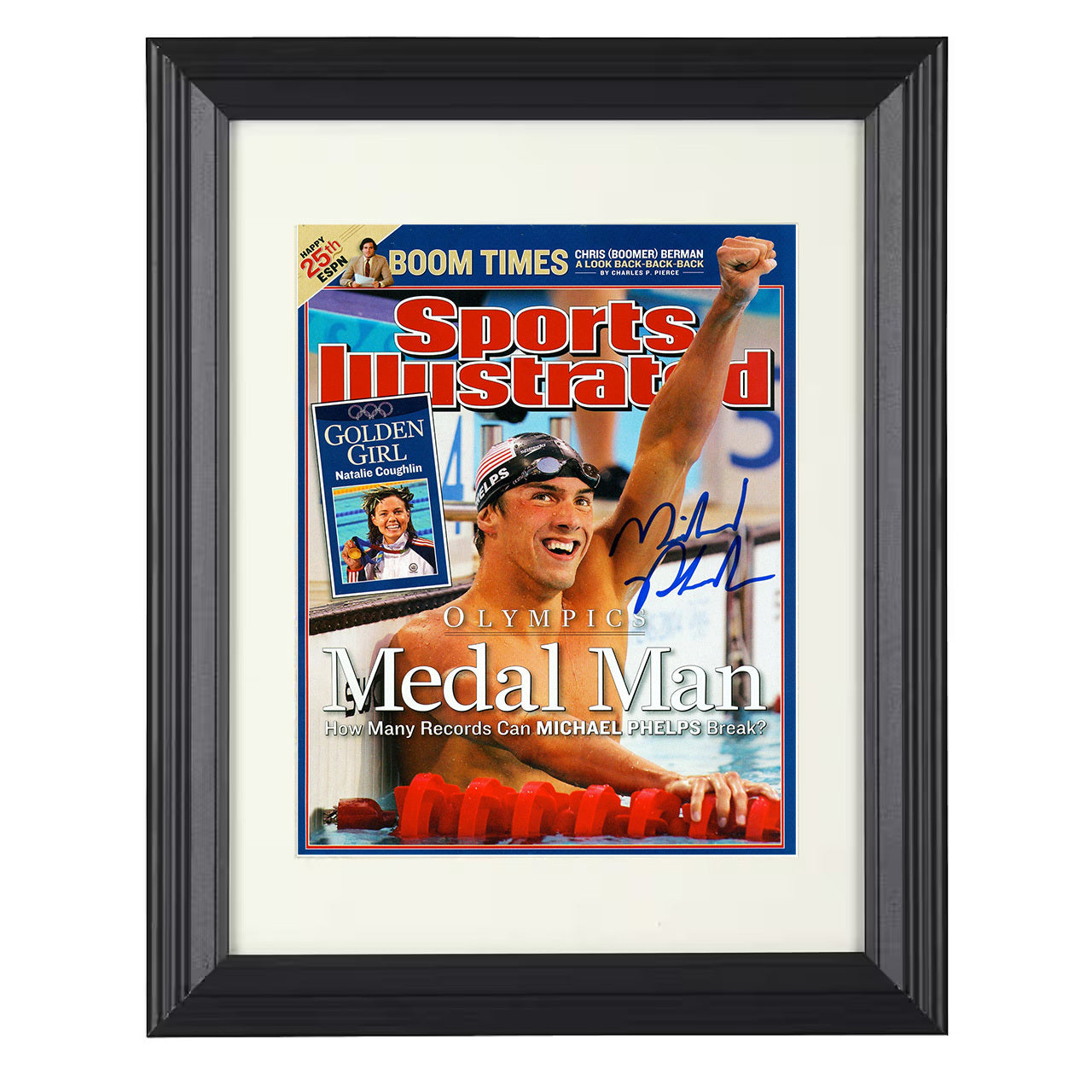 Michael Phelps – Medal Man 2008 SI 8x10 matted black framed Olympic wall art
