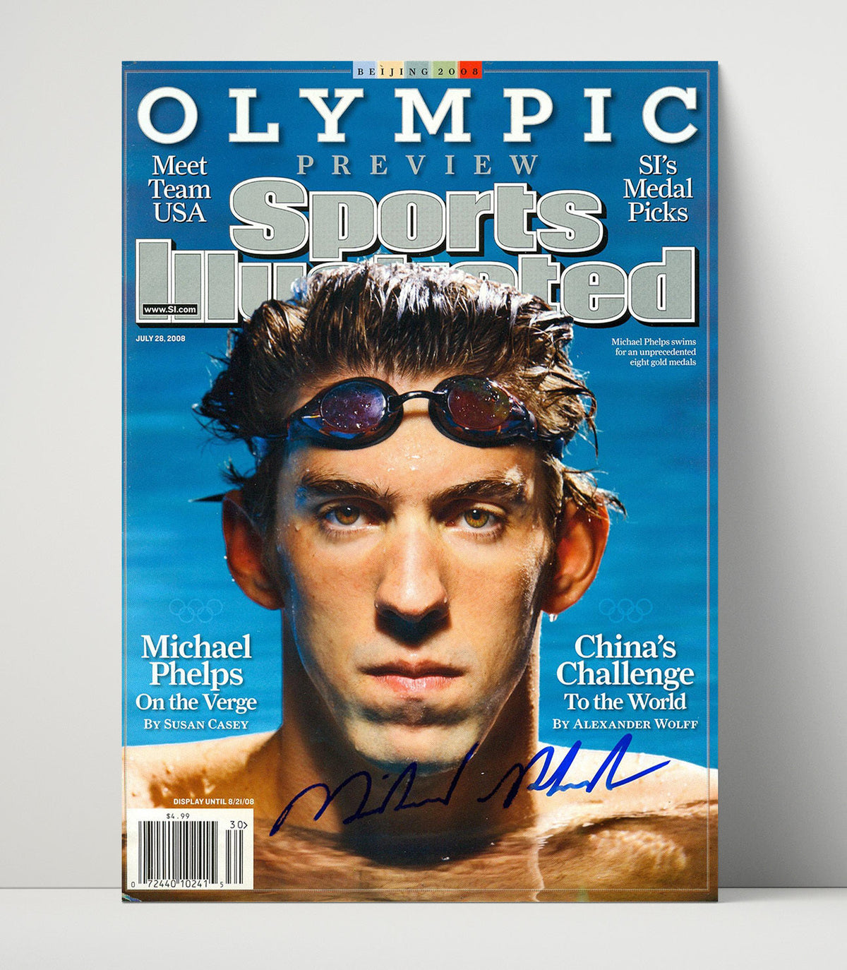 Michael Phelps - Olympic Focus SI Cover 2008 Olympic Wall Art 16x20 Unframed Print wall art print – Olympic Wall Art decor