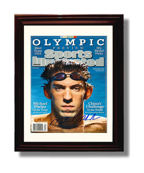 Michael Phelps - Olympic Focus SI Cover 2008 Olympic Wall Art 8x10 Beveled Frame wall art print – Olympic Wall Art decor