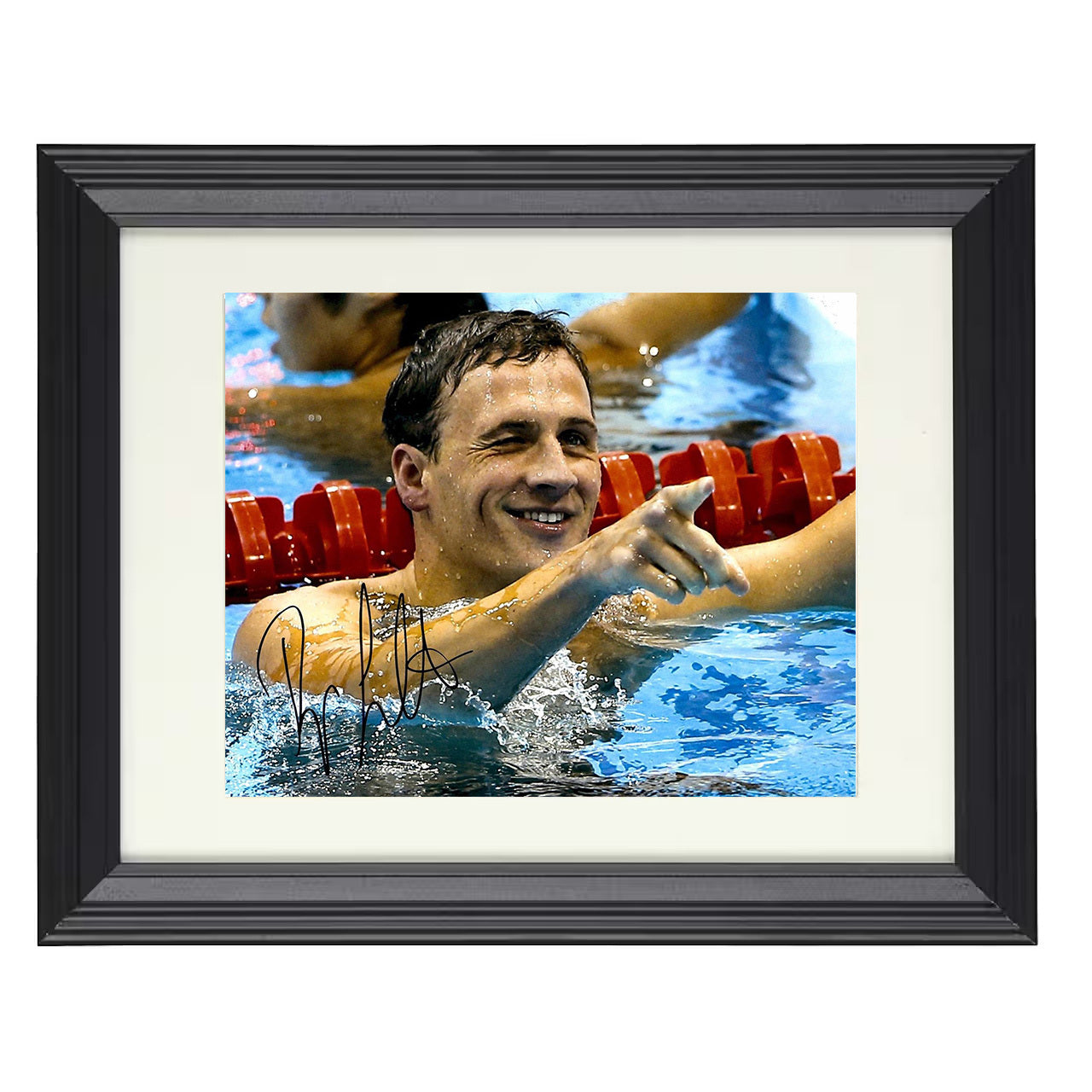 Ryan Lochte – Poolside Celebration 8x10 matted black framed Olympic wall art