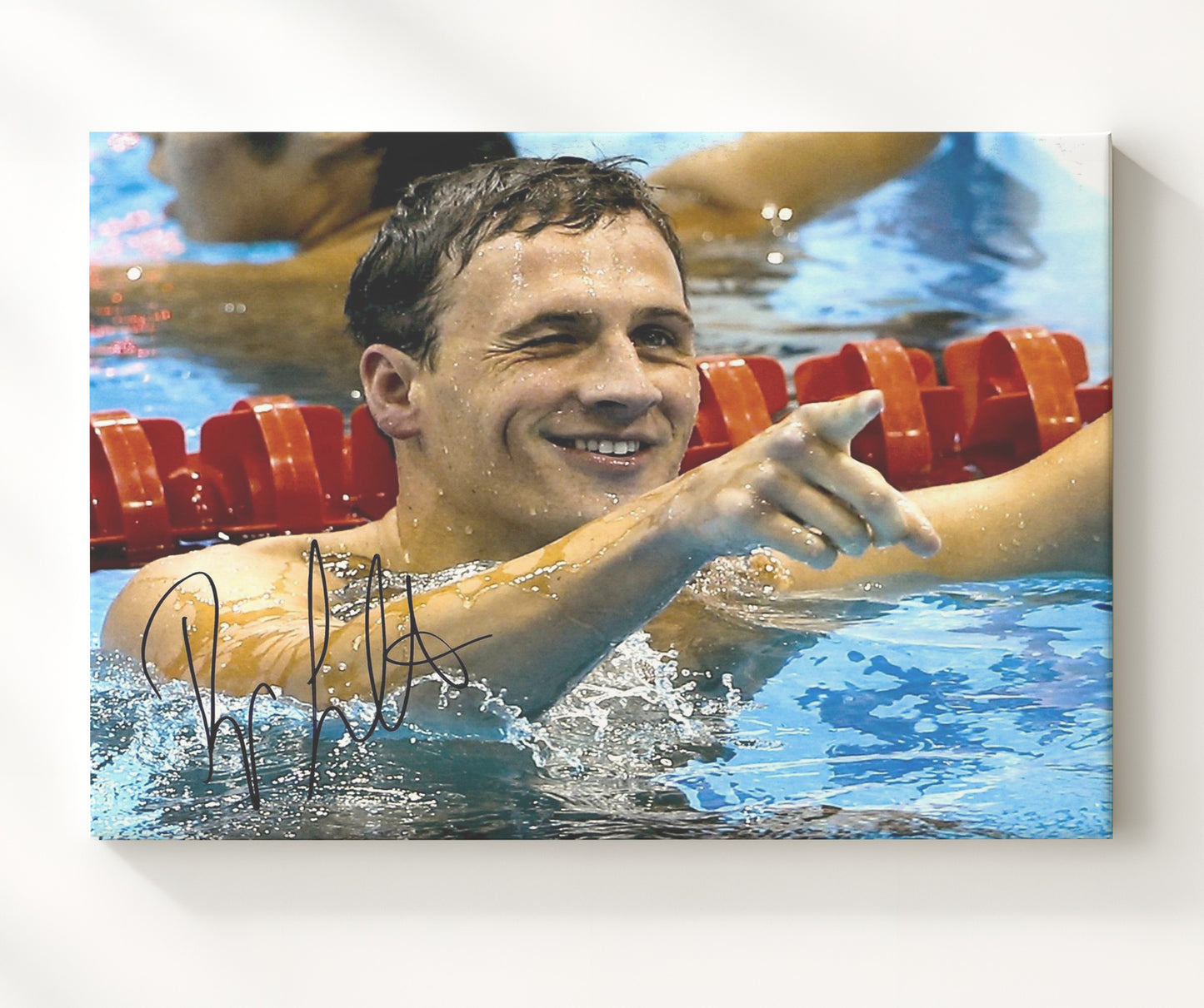Ryan Lochte - Poolside Celebration Olympic Wall Art 20x24 Canvas wall art print – Olympic Wall Art decor