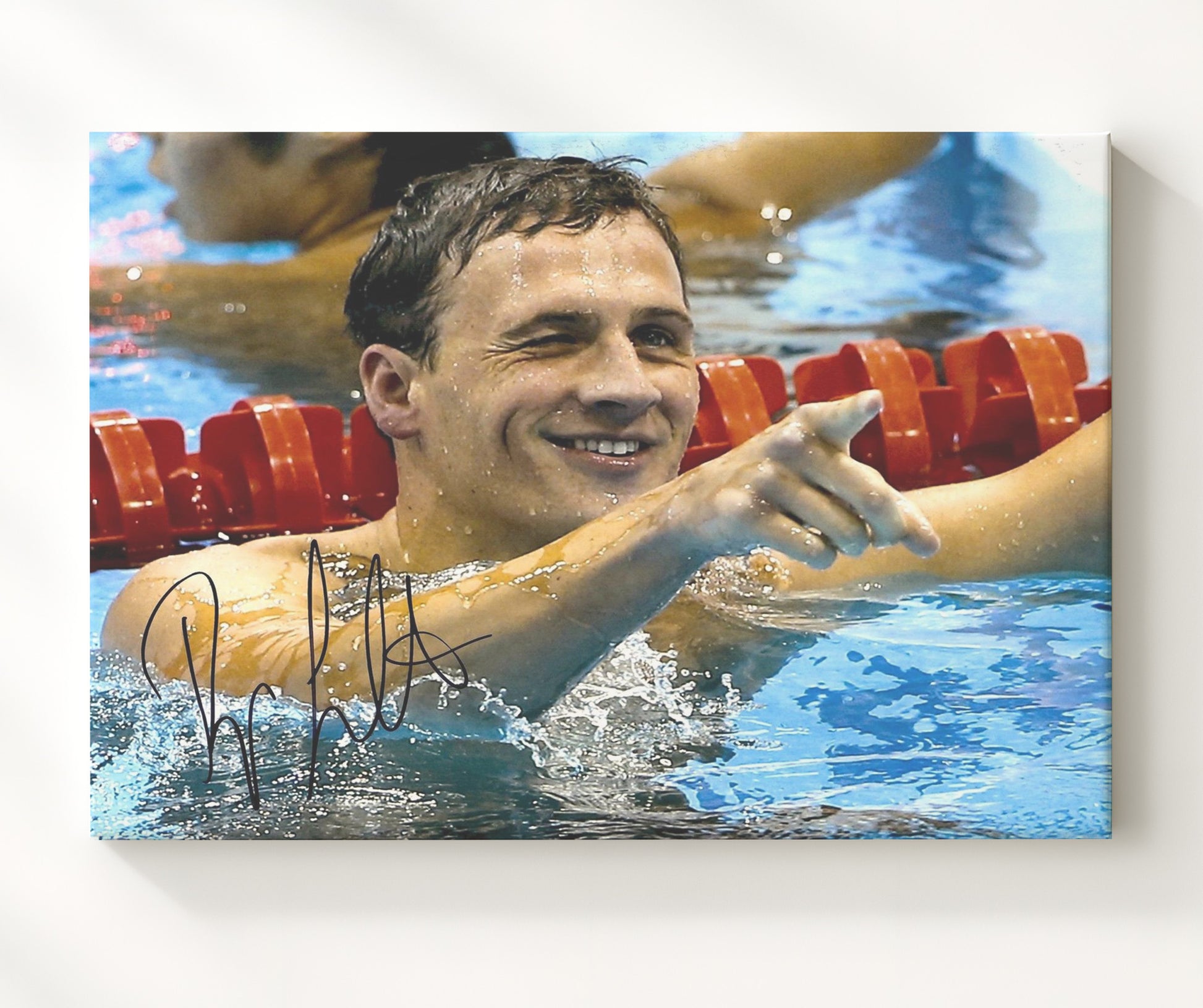 Ryan Lochte - Poolside Celebration Olympic Wall Art 20x24 Canvas wall art print – Olympic Wall Art decor
