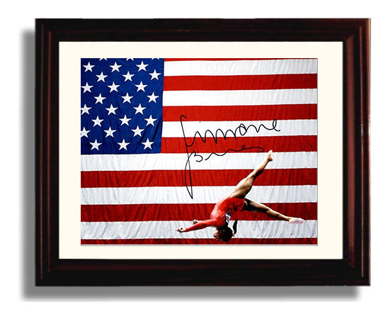 Simone Biles - USA Flag Celebration Flip 2016 Olympic Wall Art 8x10 Beveled Frame wall art print – Olympic Wall Art decor