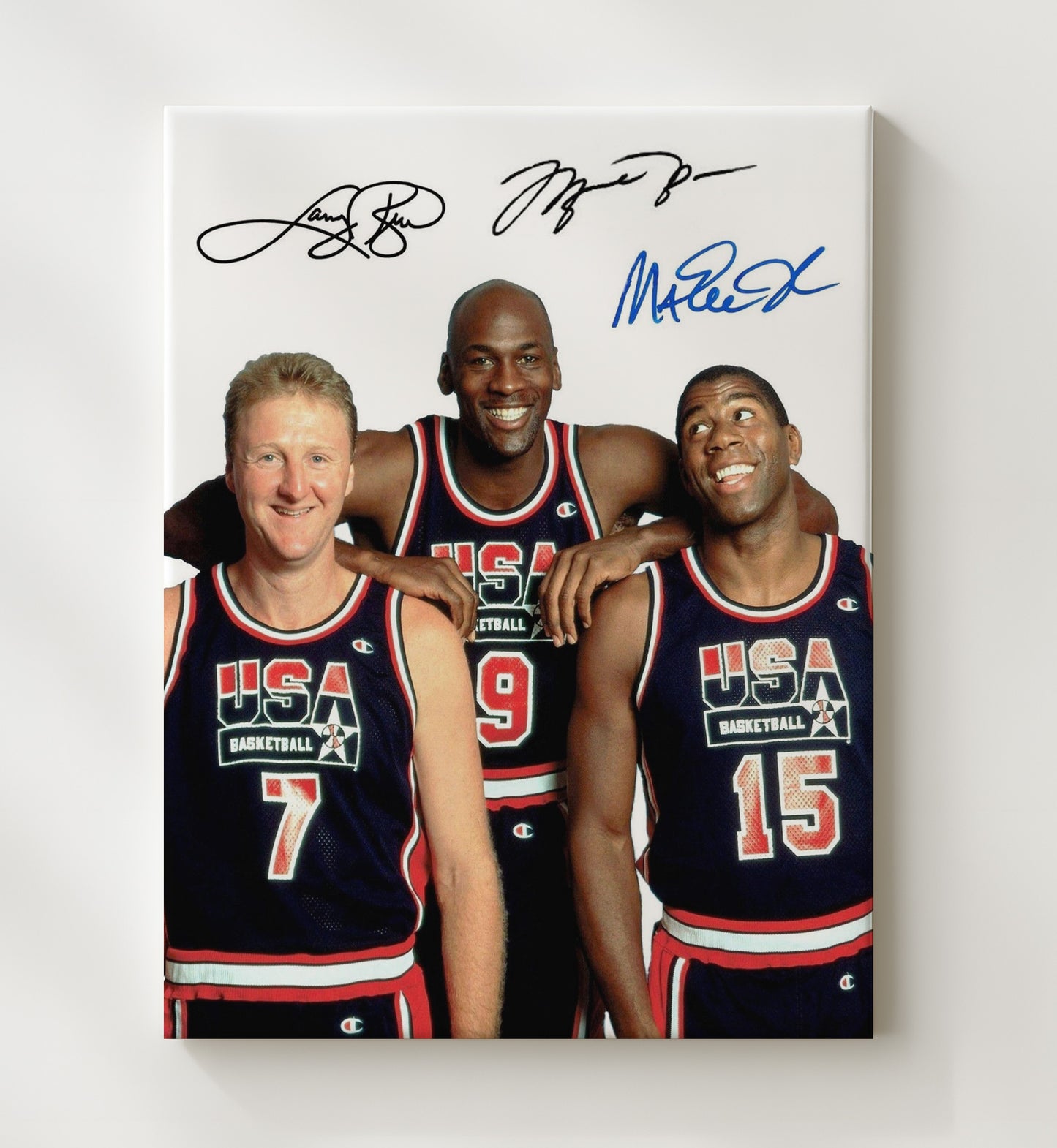 USA Dream Team - Bird Jordan Magic Portrait 1992 Olympic Wall Art 20x24 Canvas wall art print – Olympic Wall Art decor