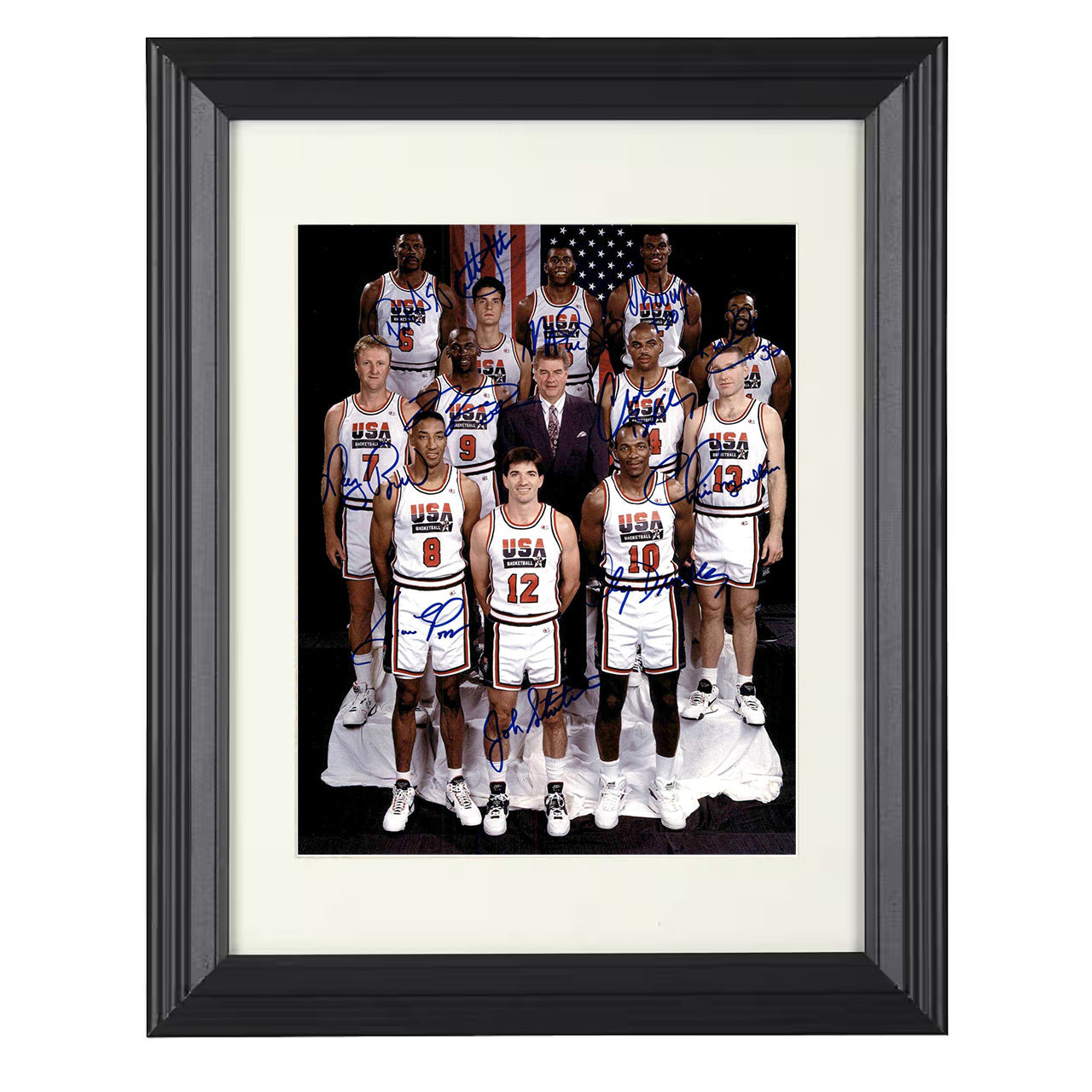 USA Dream Team – Team Celebration 1992 8x10 matted black framed Olympic wall art
