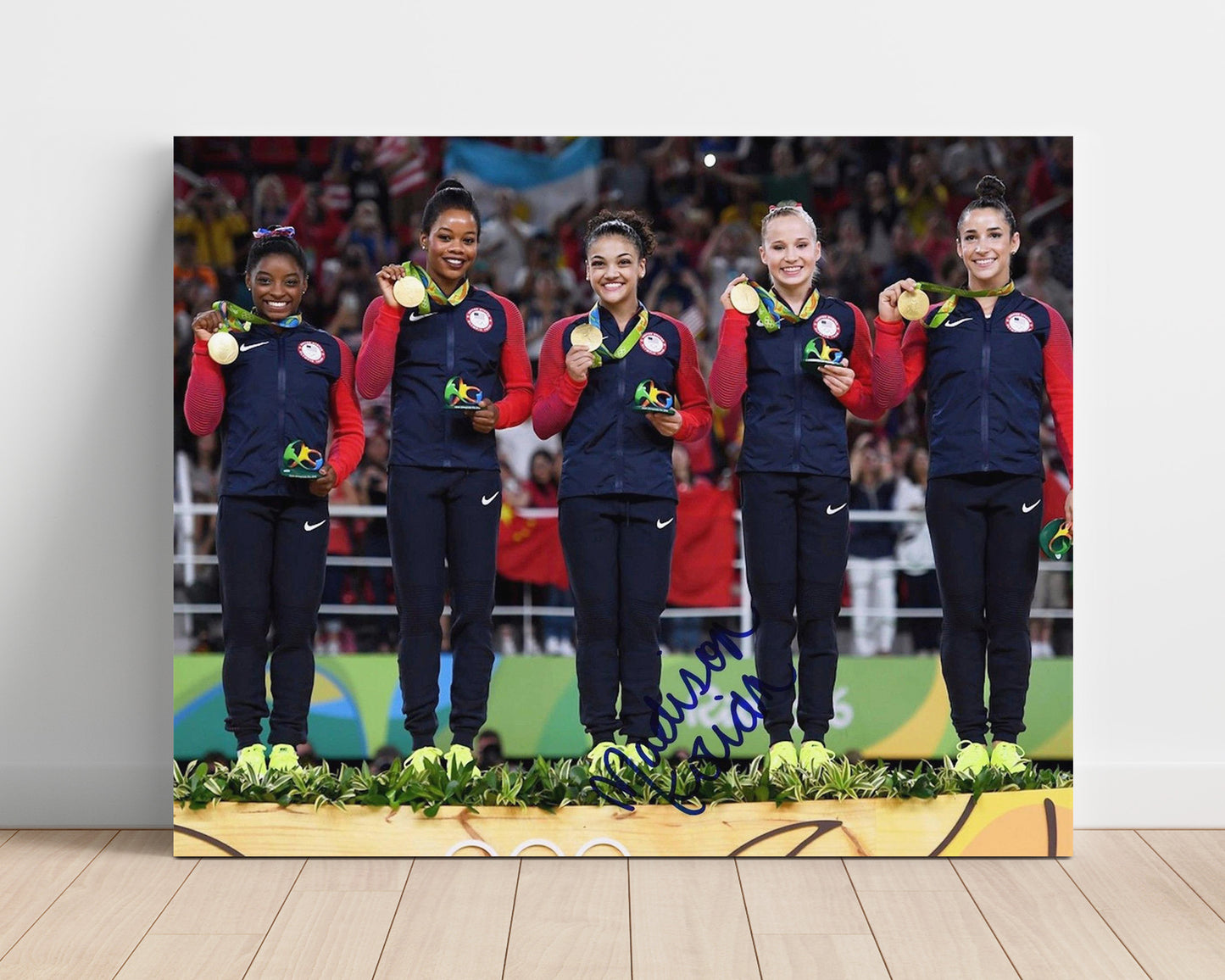 USA Gymnastics Team - Rio Gold Medal Podium 2016 Olympic Wall Art 16x20 Unframed Print wall art print – Olympic Wall Art decor