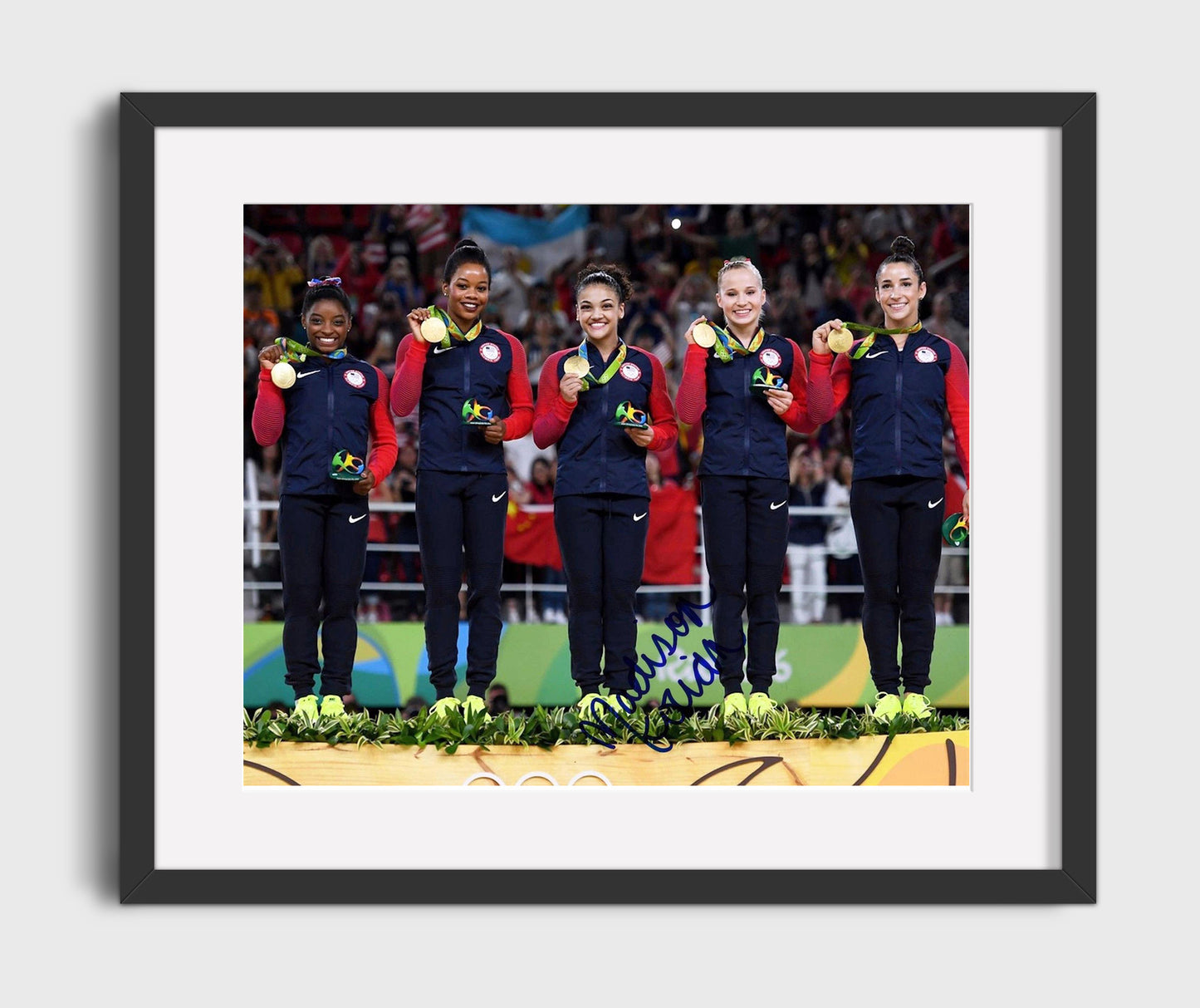 USA Gymnastics Team - Rio Gold Medal Podium 2016 Olympic Wall Art 16x20 Gallery Frame wall art print – Olympic Wall Art decor